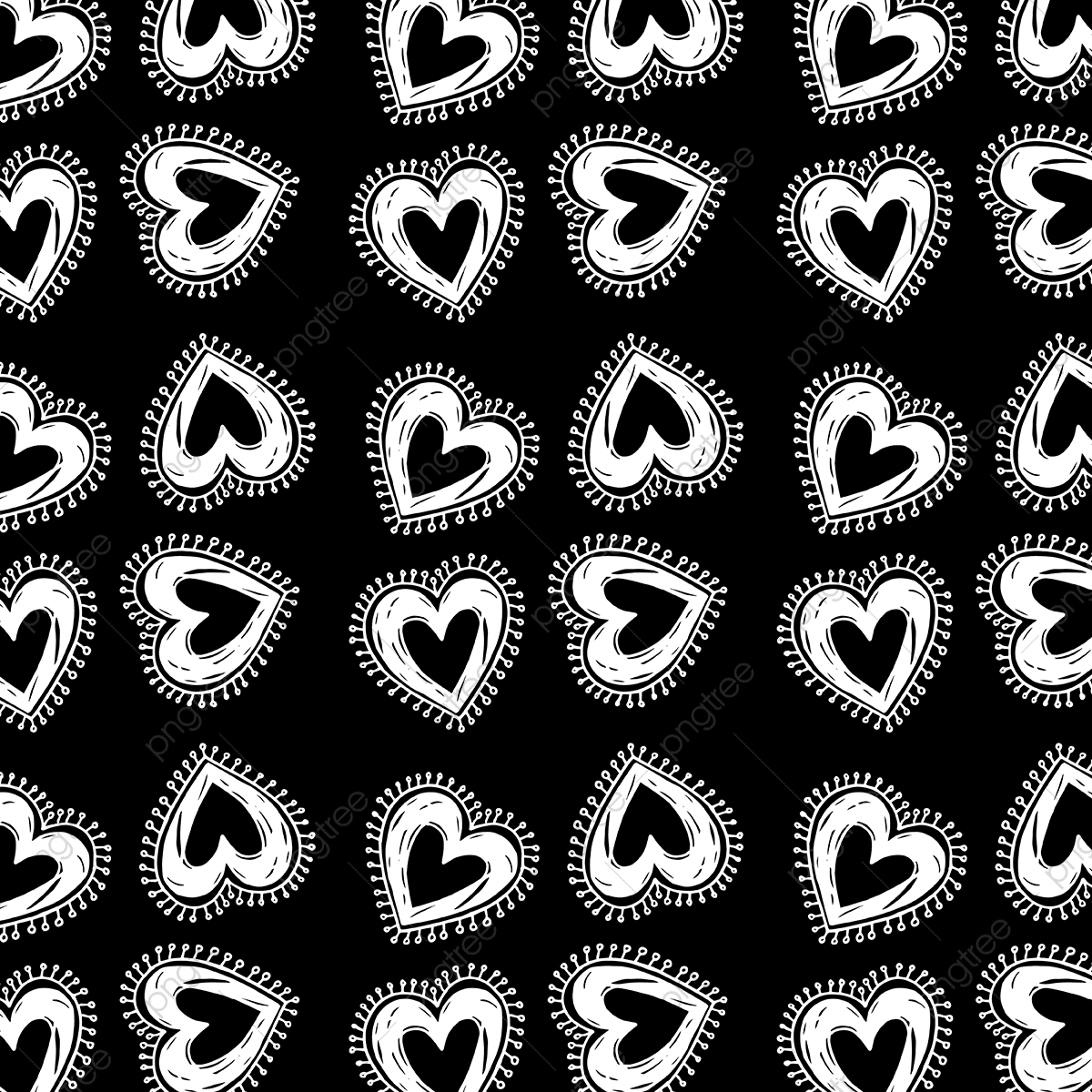 Black Valentines Vector HD Image, Black And White Valentine Pattern Background, Black, Heart, Wallpaper PNG Image For Free Download
