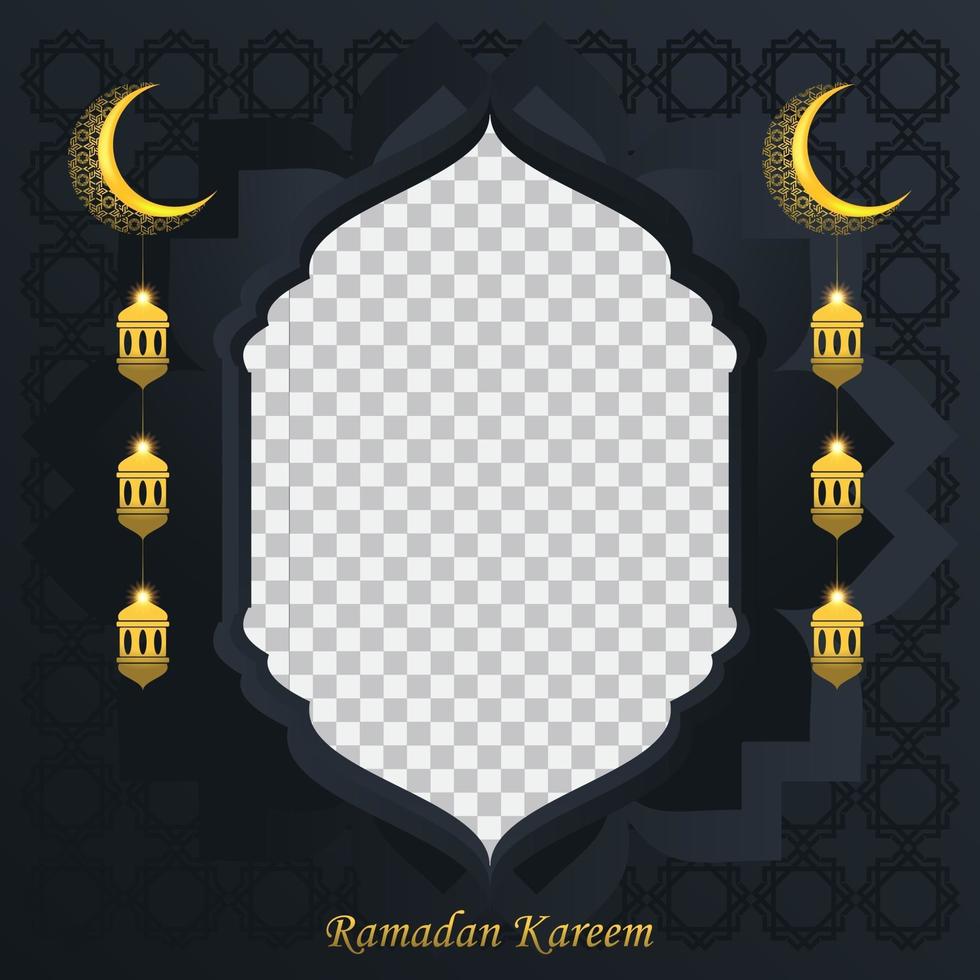 Ramadan kareem background for social media post design. crescent moon and lantern element. Islamic background for posters, banners, greeting cards and social media post