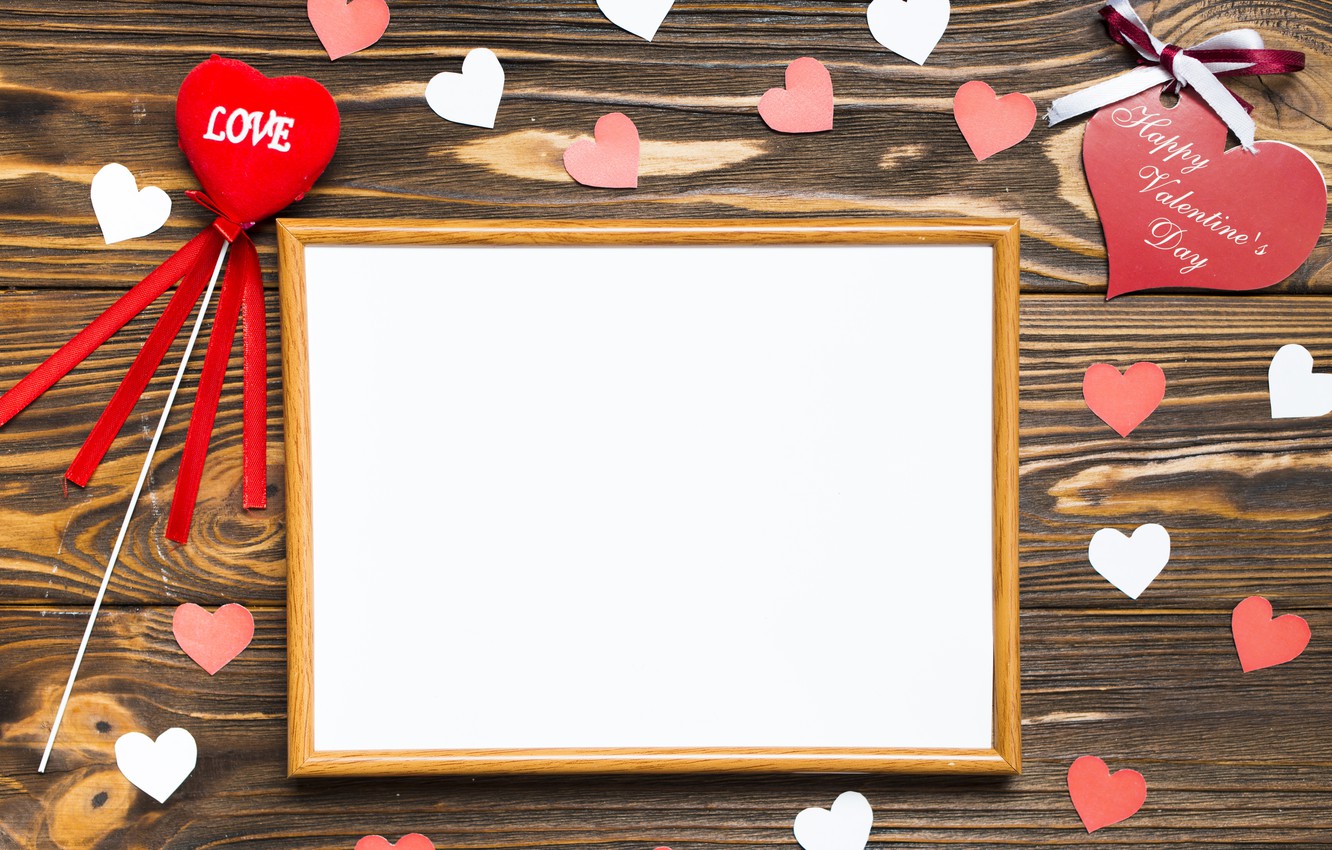 Wallpaper holiday, wood, background, hearts, valentine's day, frame, around image for desktop, section настроения
