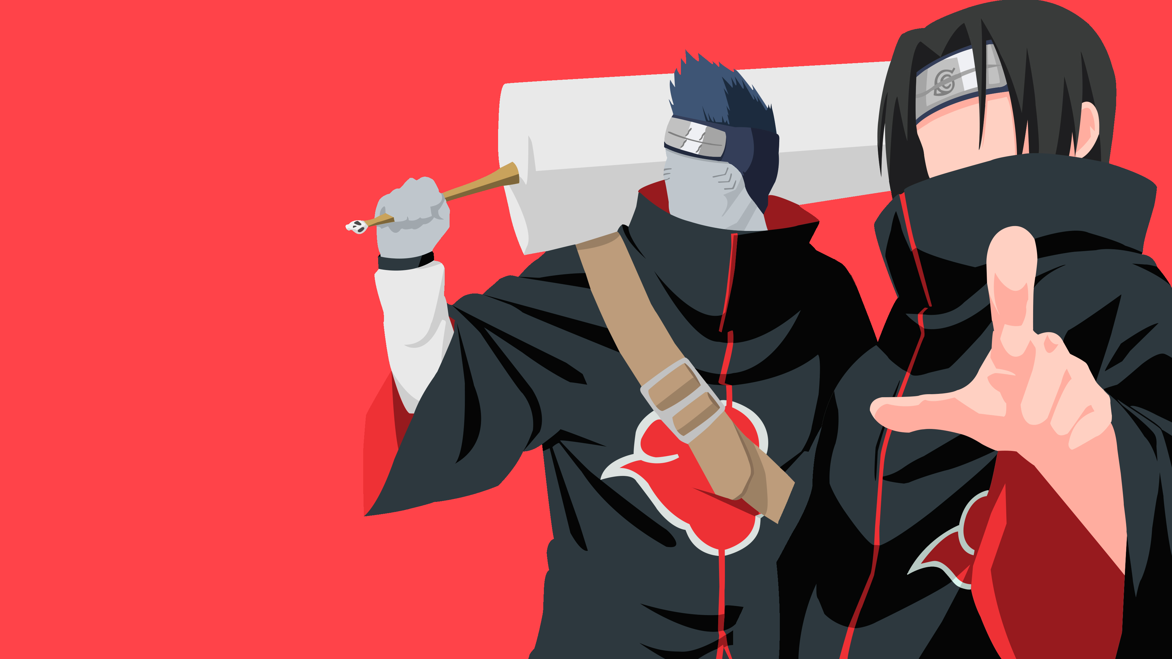 HD desktop wallpaper: Anime, Naruto, Akatsuki (Naruto), Black Hair, Blue Hair, Itachi Uchiha, Kisame Hoshigaki, Minimalist, Ninja, Sword, Uchiha Clan download free picture