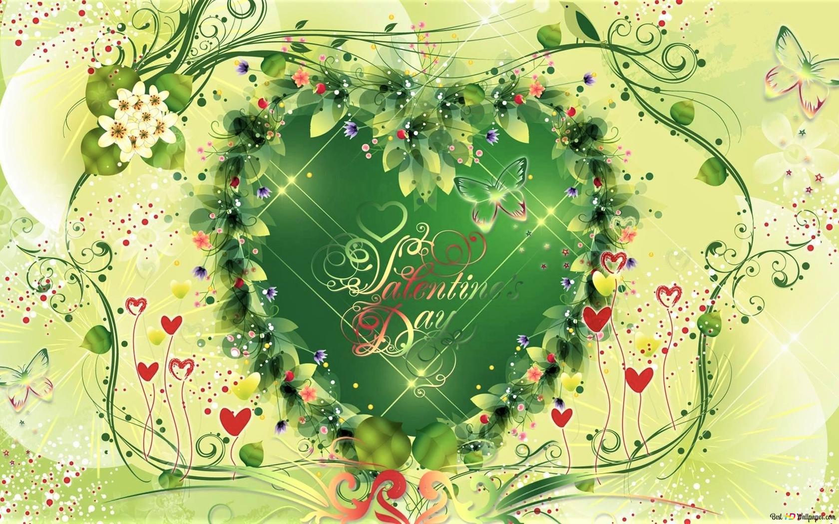 Valentine's day green heart HD wallpaper download