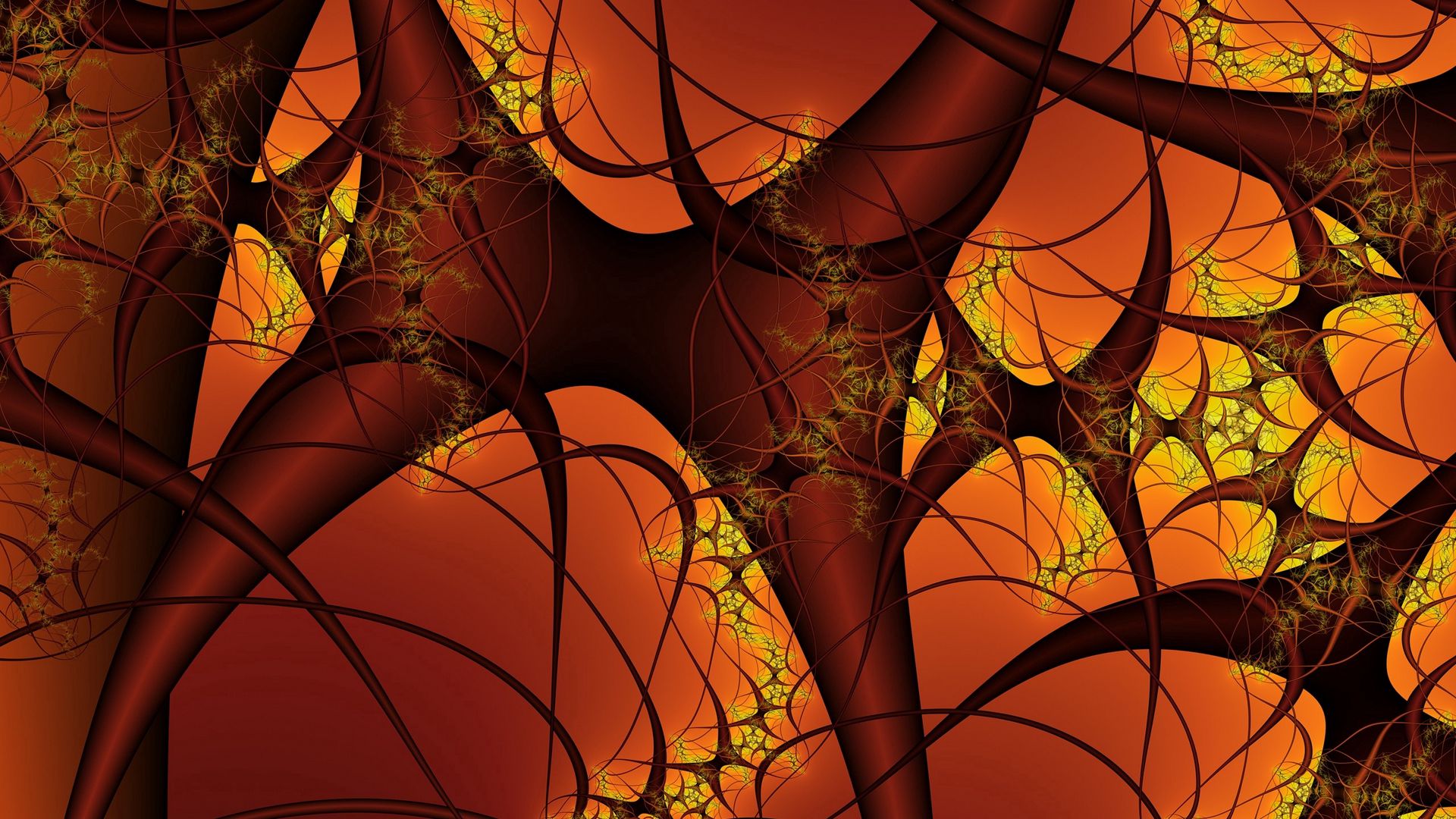 Download wallpaper 1920x1080 black, orange, blood vessels, system full hd, hdtv, fhd, 1080p HD background
