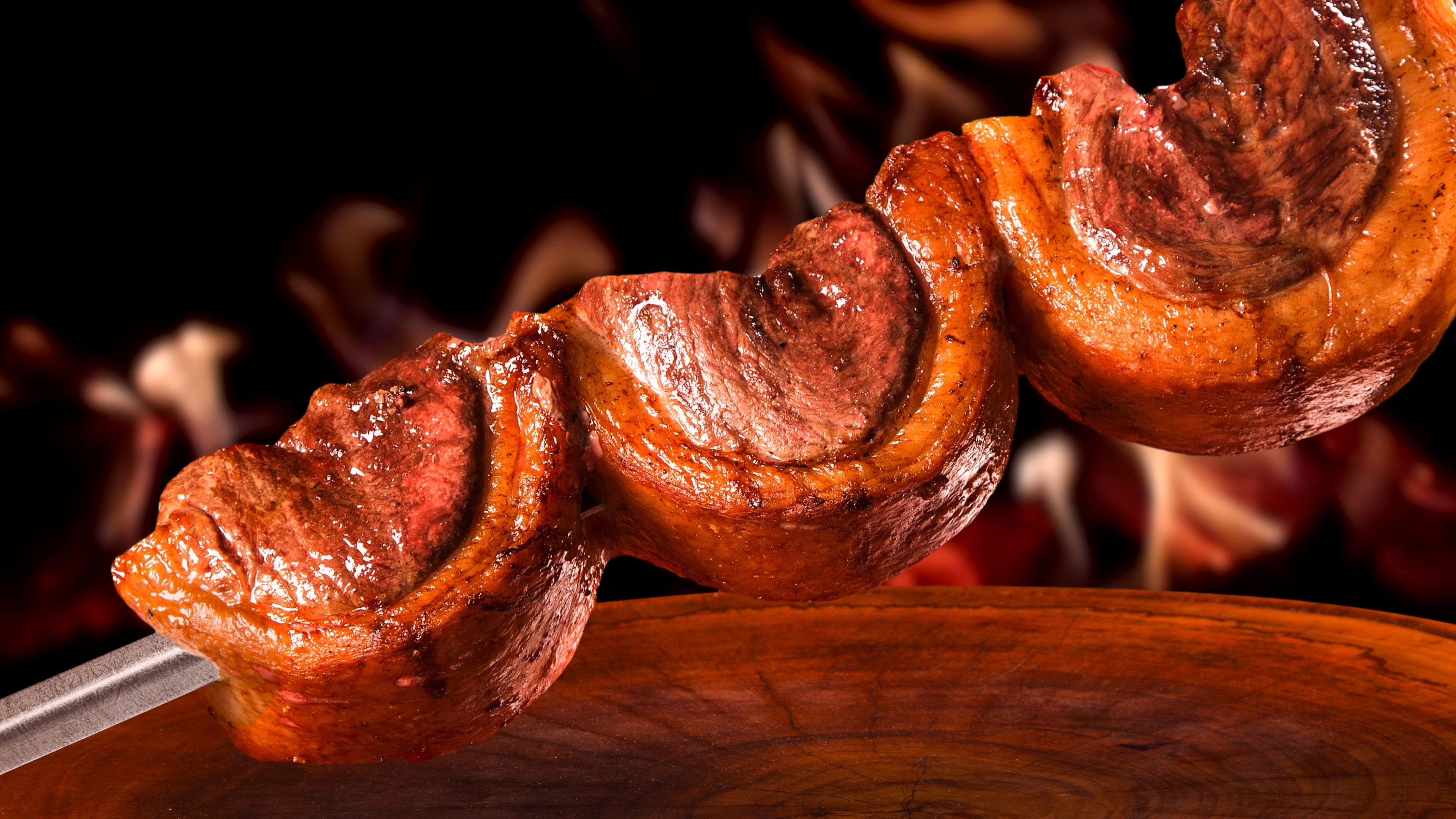 Picanha, traditional Brazilian barbecue with fire background. Stock Footage #AD , #Brazilian#barbecue#Picanha#traditional. Barbecue, Food, Cooking