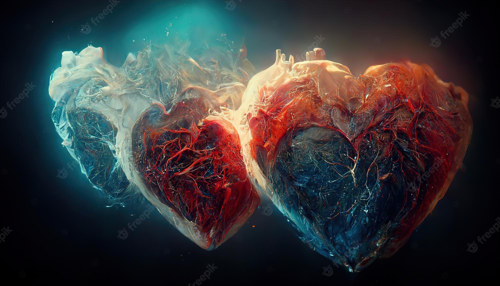 Premium Photo. Red human heart with blood vessels and veins. illustration on the theme of love, art, anatomy