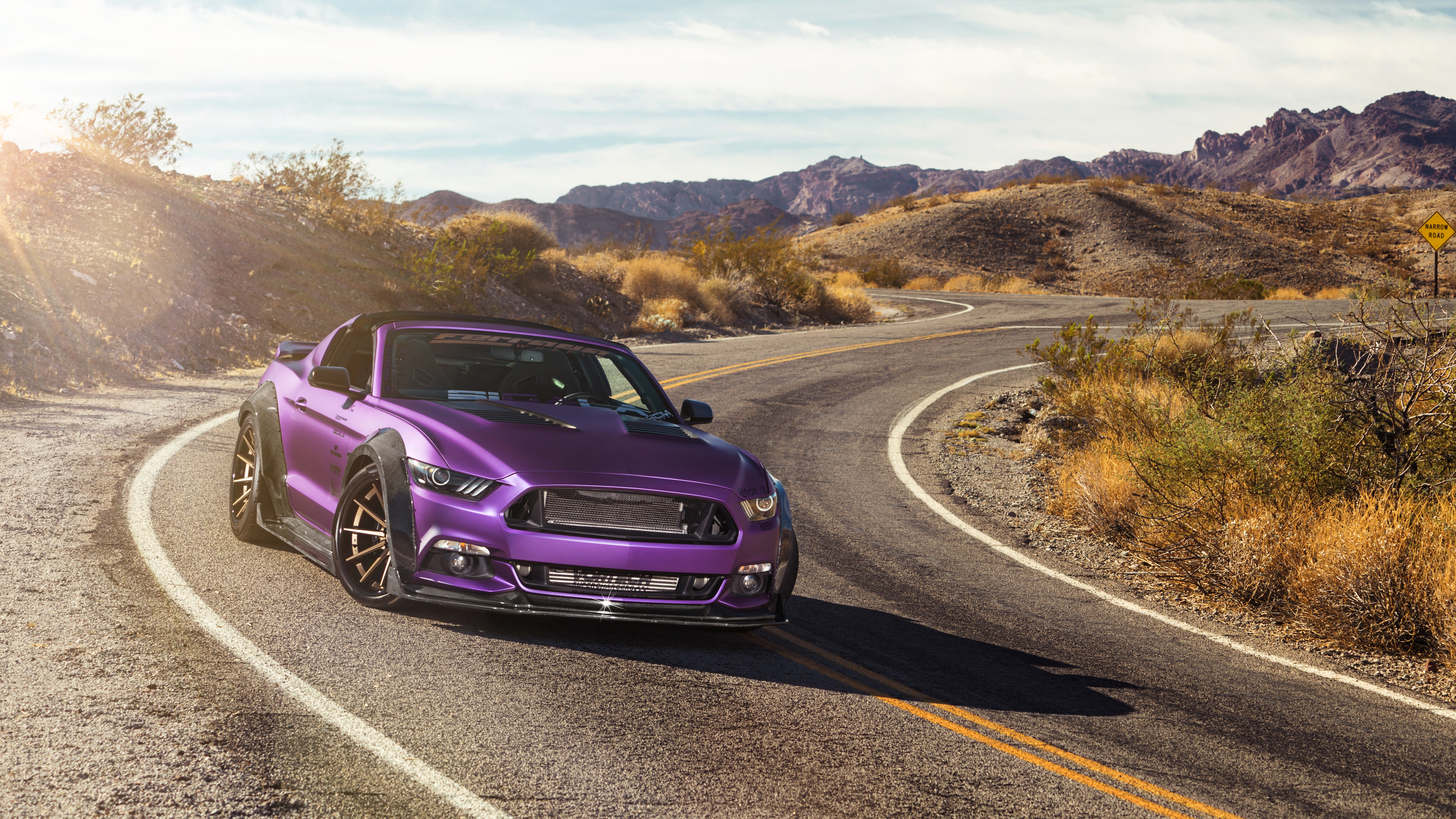 Purple Ford Mustang GT Ferrada Wheels 5K Wallpaper Car Wallpaper