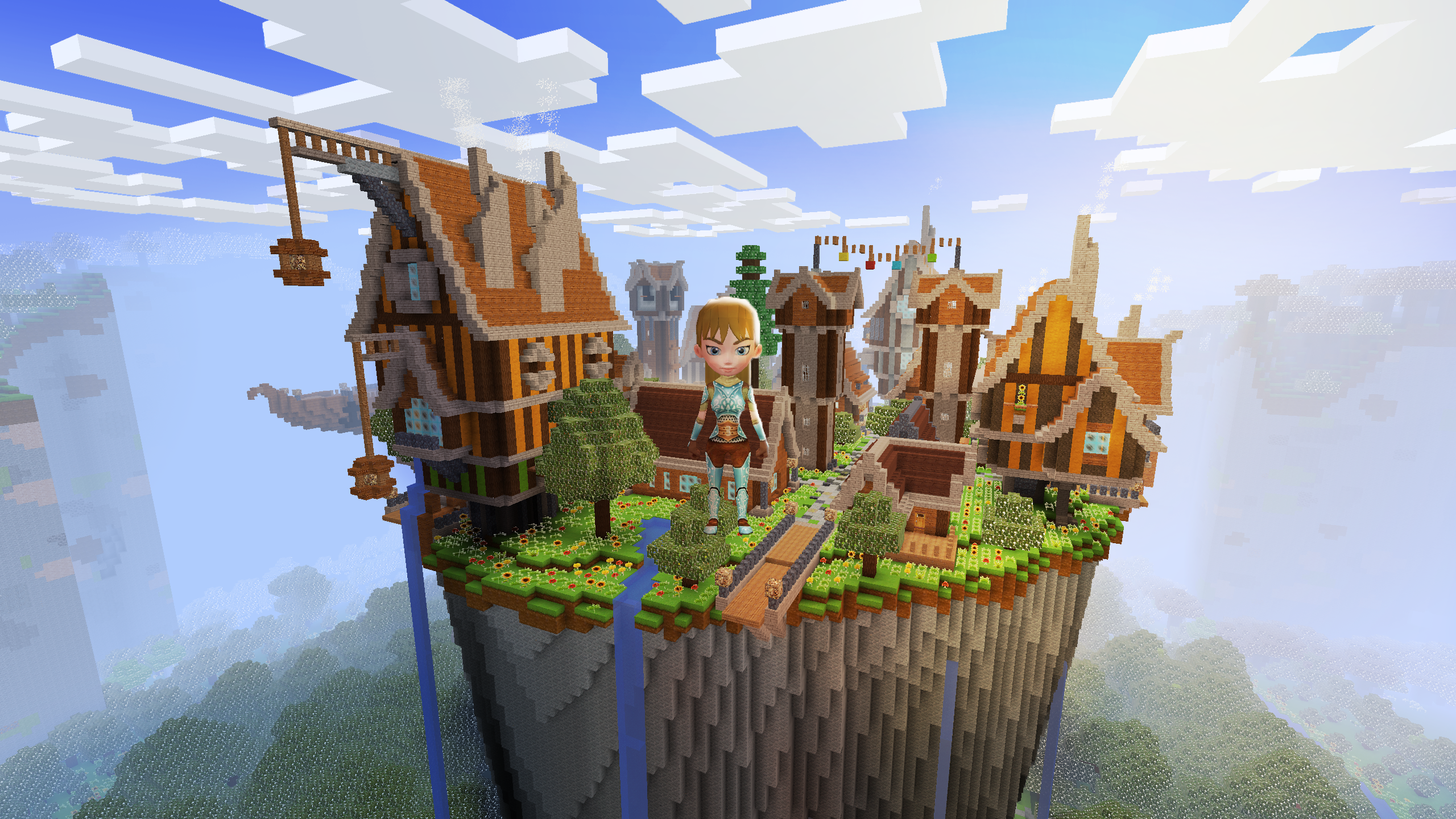 Wallpaper, Minecraft, Video Game Art, Video Game Landscape, tree house, video games 2560x1440