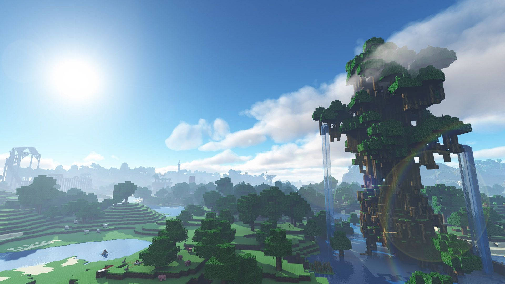 Download Minecraft Pc Large Tree Wallpaper