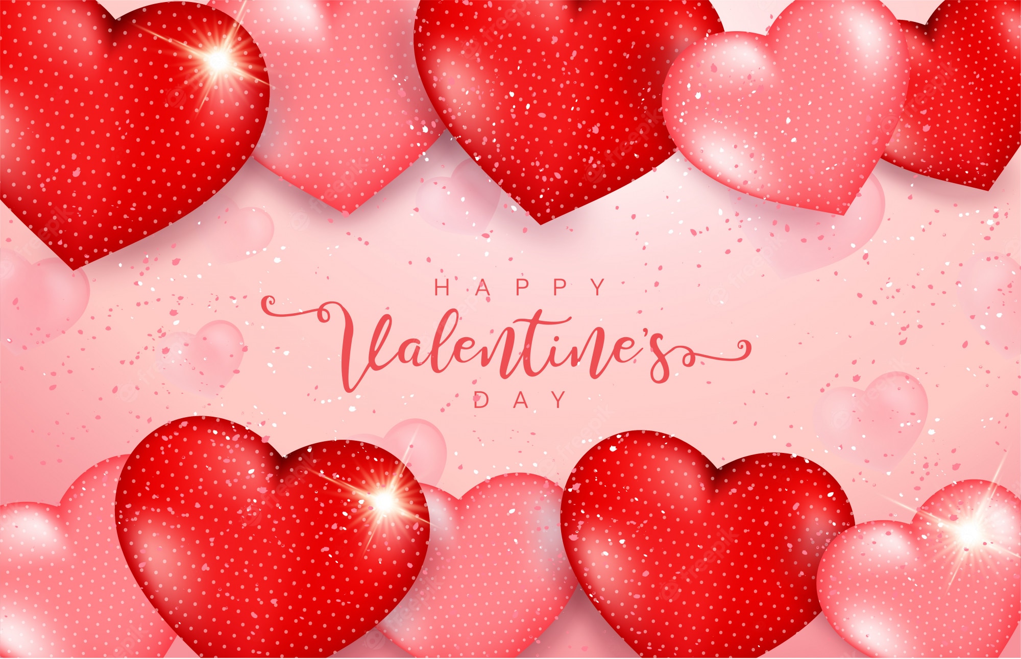 Premium Vector. Pink valentine's day background with 3D hearts