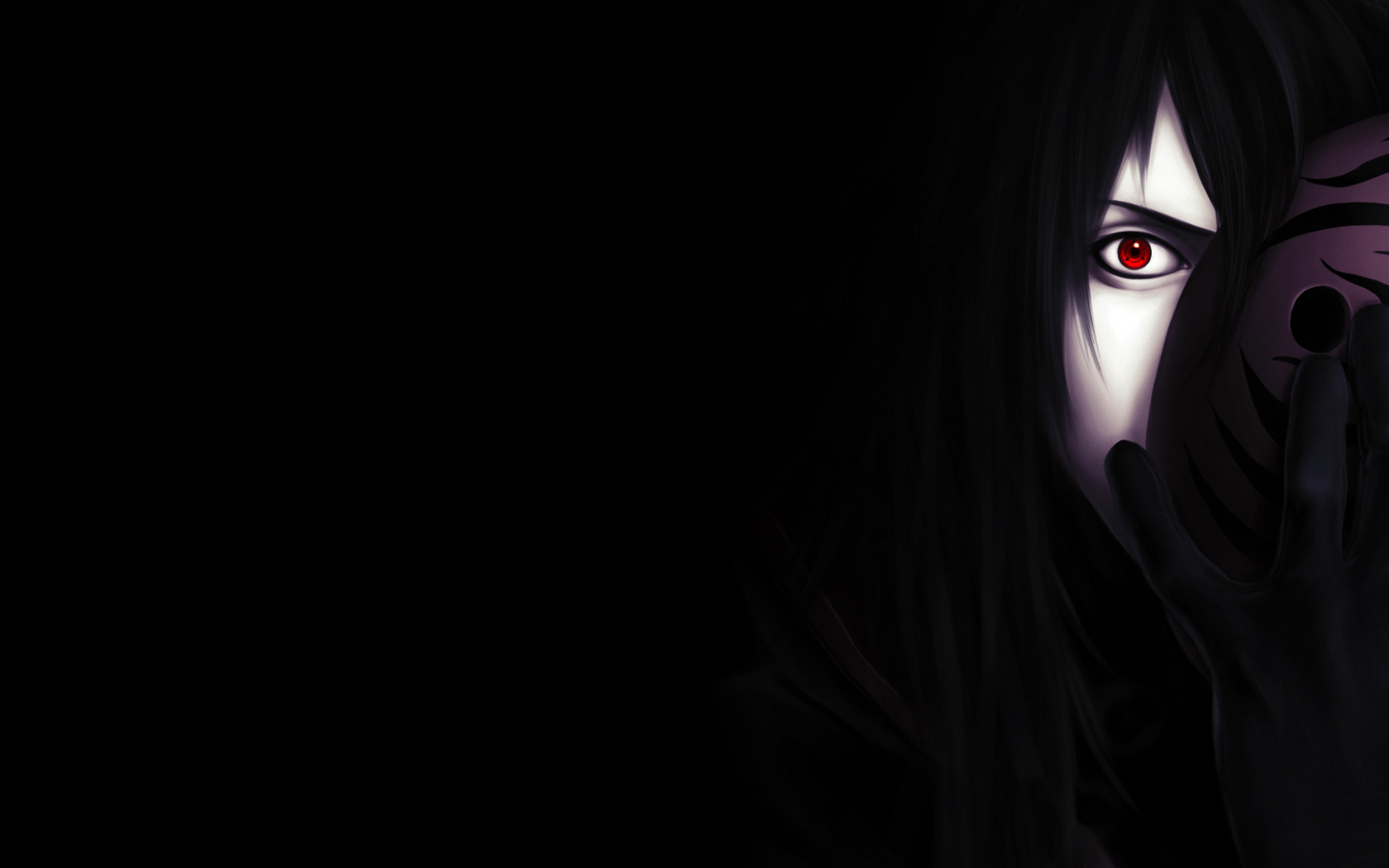 Download wallpaper dark, sharingan, madara, Uchiha, Madara, Uchiha, mask, upholstered, obito, sight, behind, section other in resolution 1680x1050