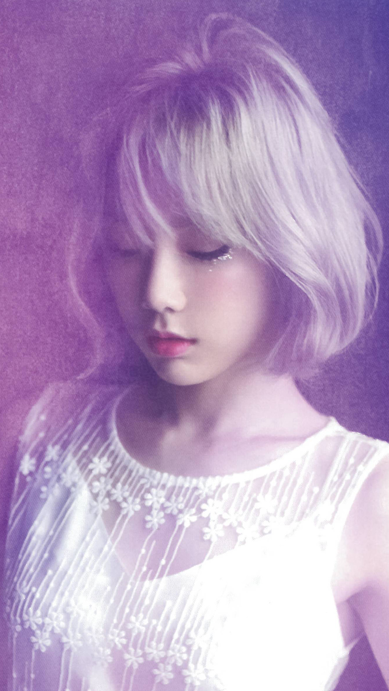 Taeyeon Kpop Girl Asian Purple Wallpaper