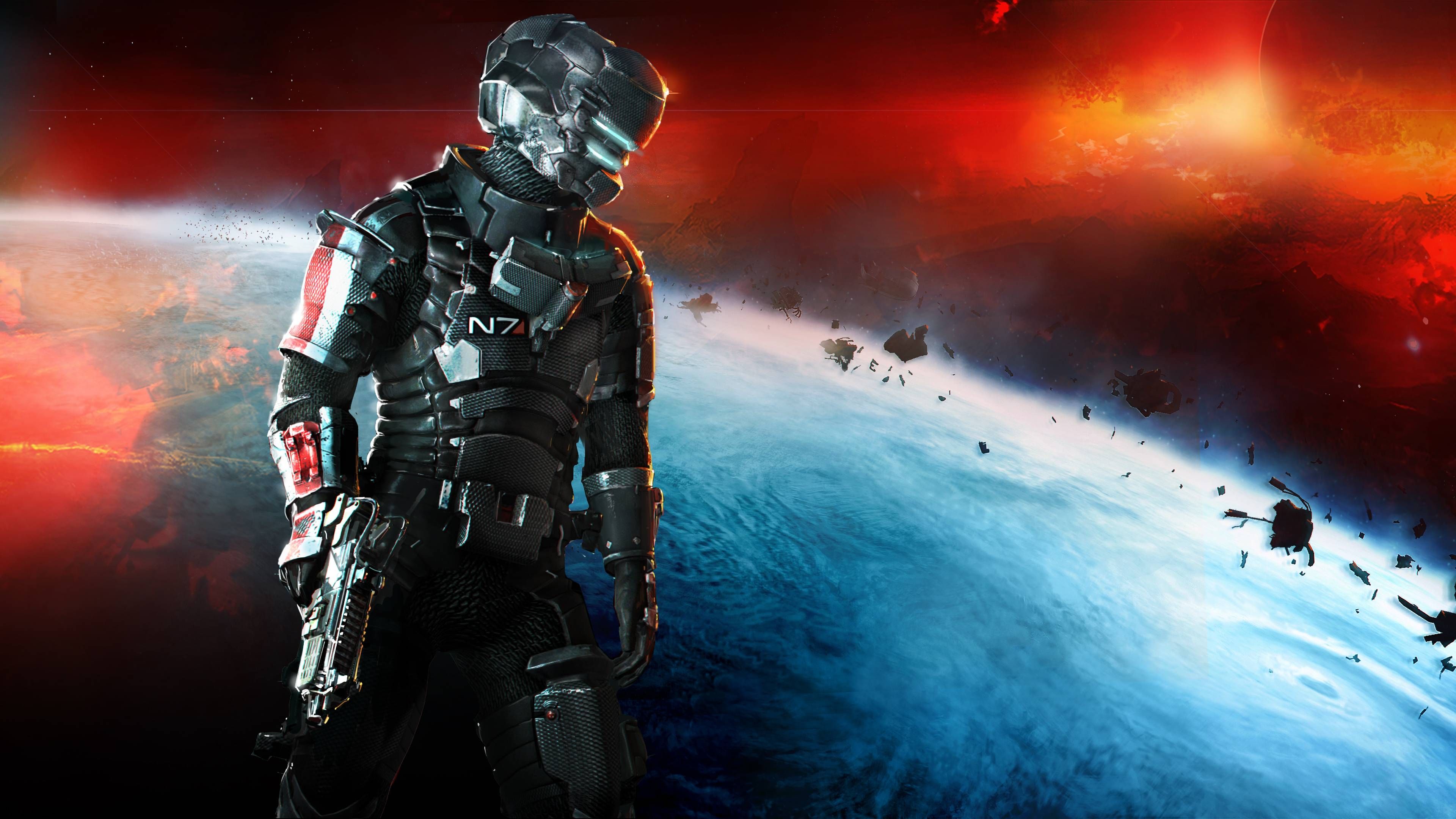 Wallpaper. Dead space, N7 armor, Mass effect