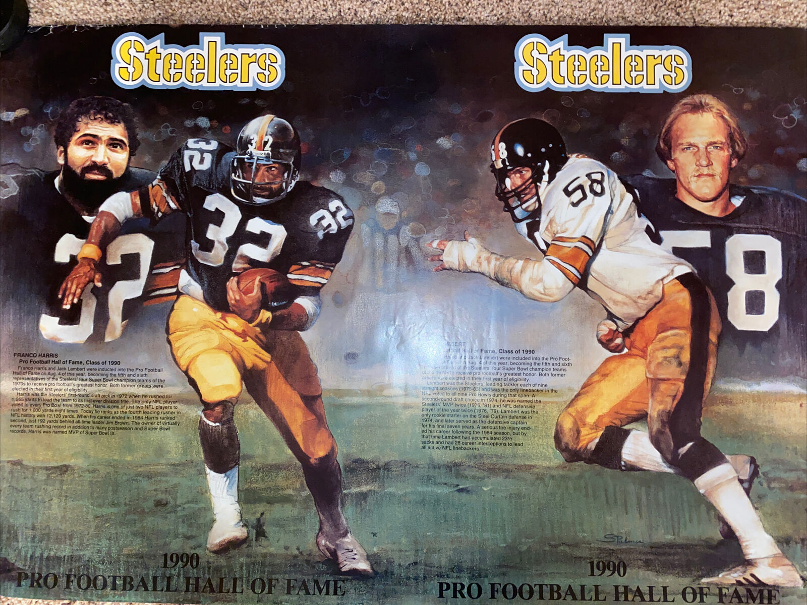 FRANCO HARRIS JACK LAMBERT HALL OF FAME PITTSBURGH STEELERS POSTER 23 X 33