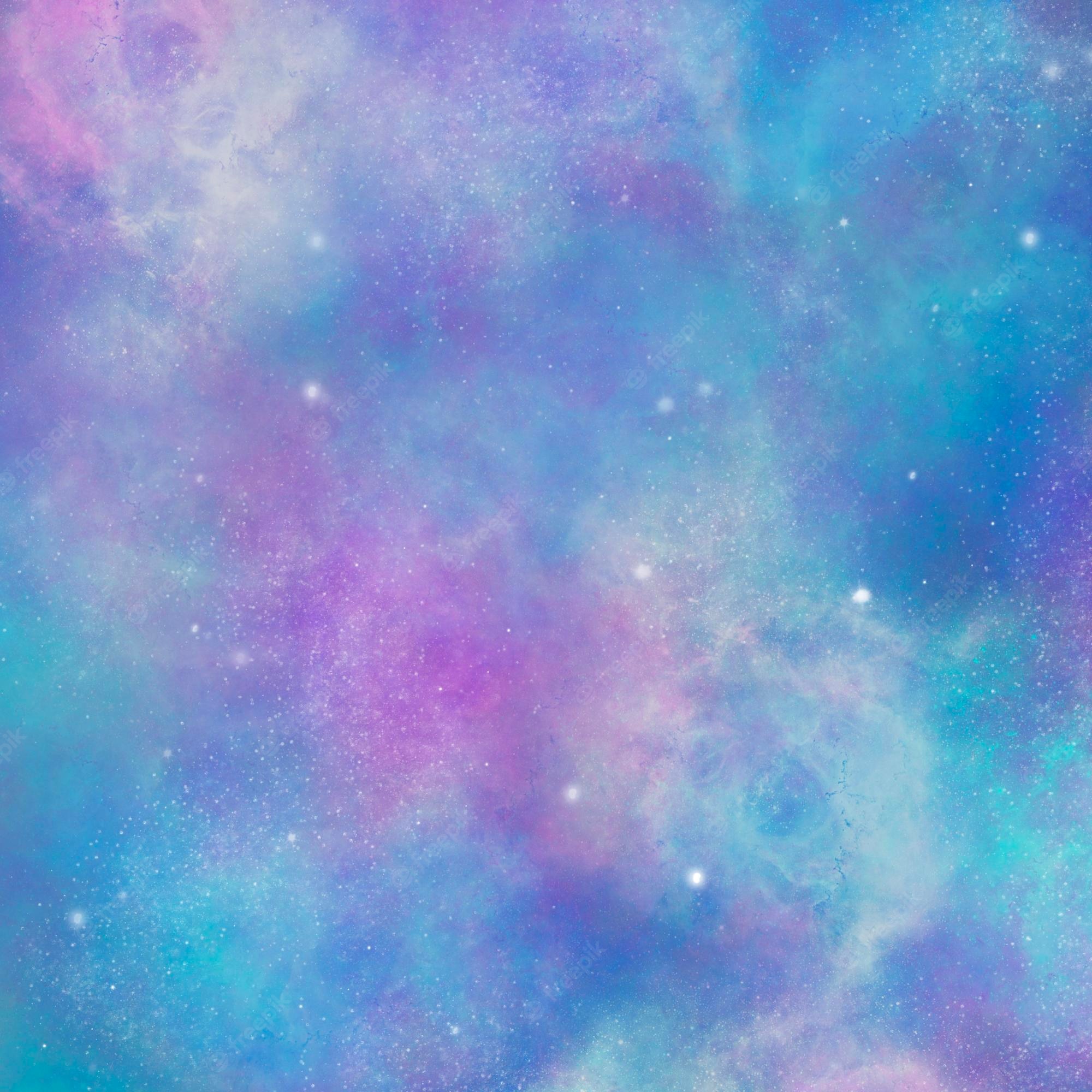 Premium Photo. Blue galaxy background space and stars as wallpaper, poster or cover multicolored universe pattern