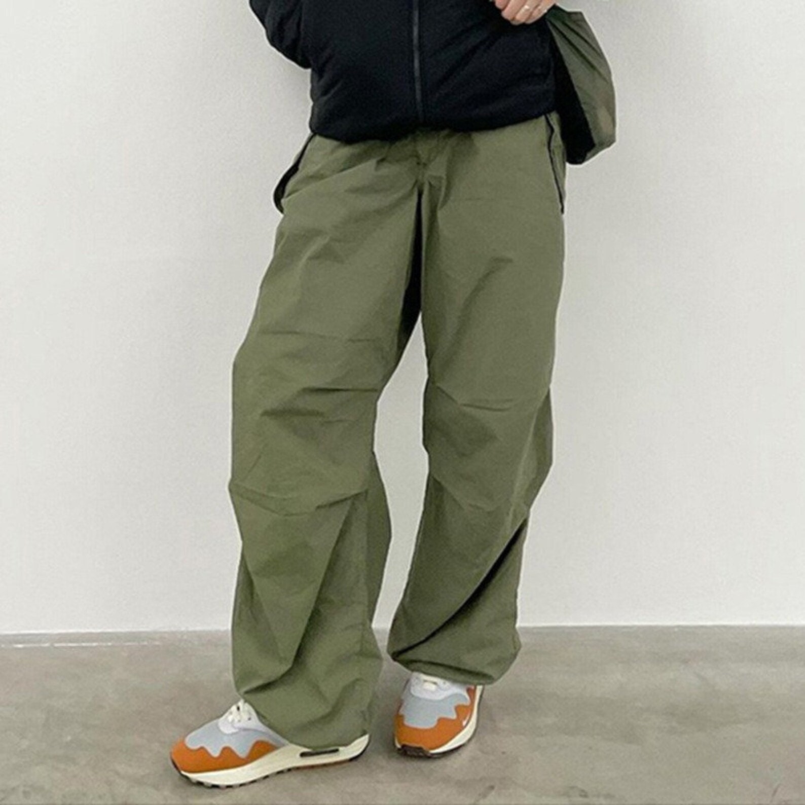 Y2k Oversized Cargo Pants Low Waisted Drawstring Trousers
