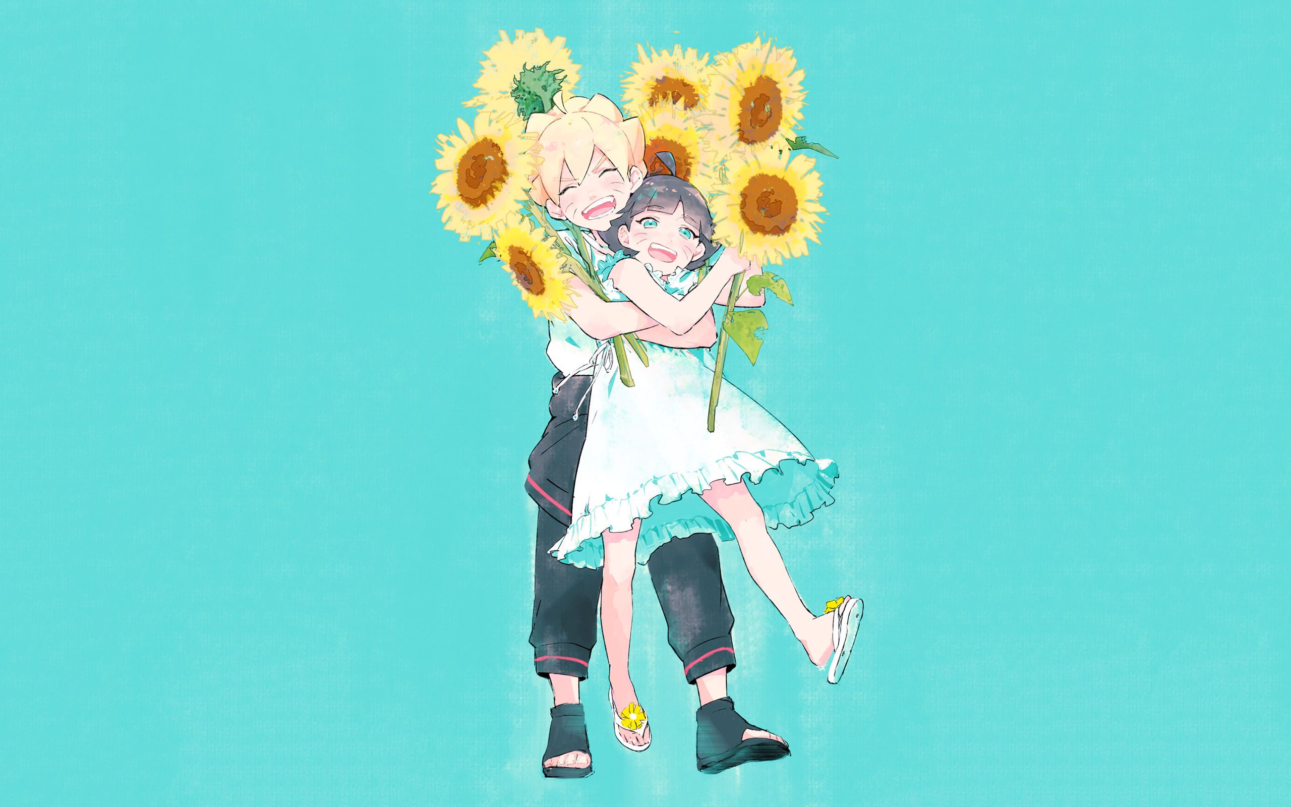 siblings, anime, Uzumaki Boruto, sunflowers, Boruto: Naruto Next Generations, Uzumaki Himawari Gallery HD Wallpaper