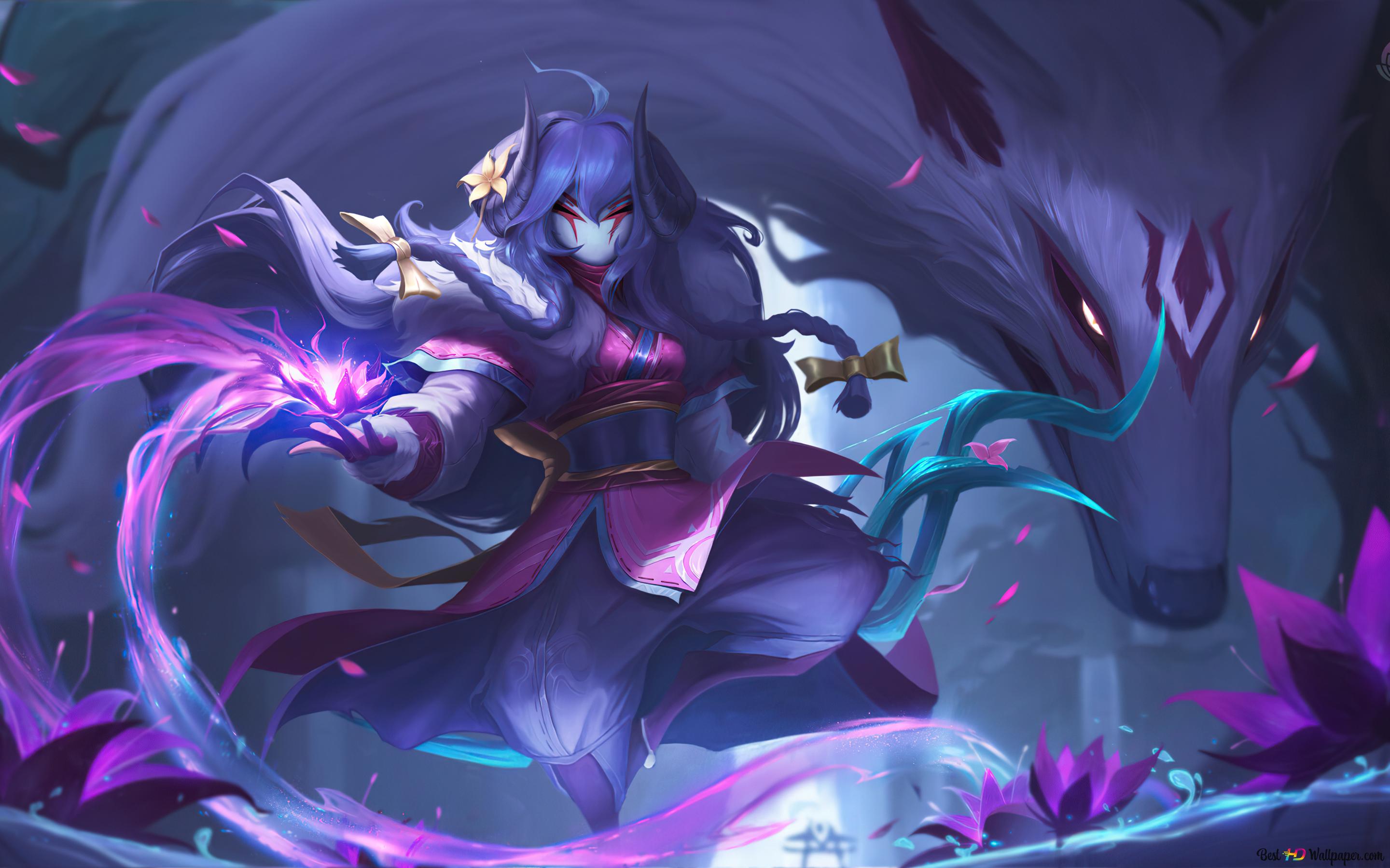 League of Legends (LOL) Blossom 'Kindred' with Dragon 4K wallpaper download