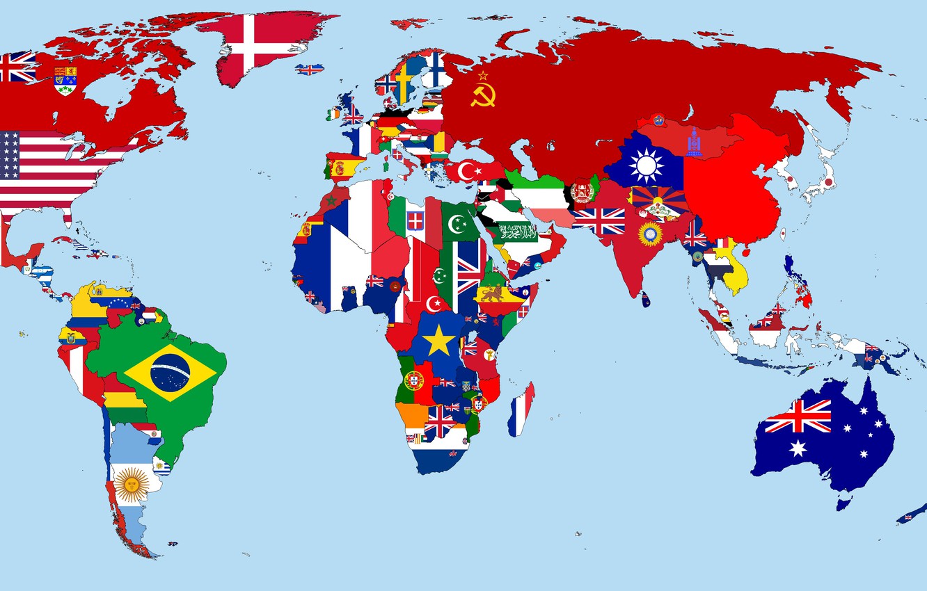 Wallpaper map, Flags, year, the world, countries - for desktop, section разное