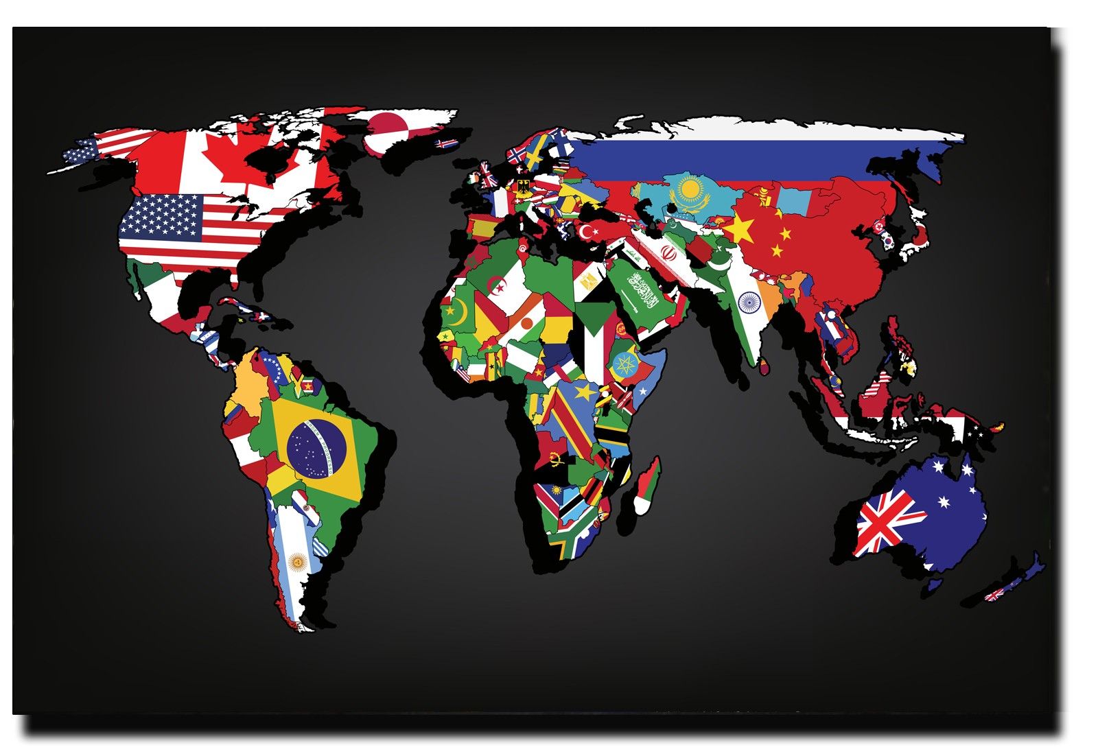 Map flag. World map with countries, Custom wall murals, World map wallpaper