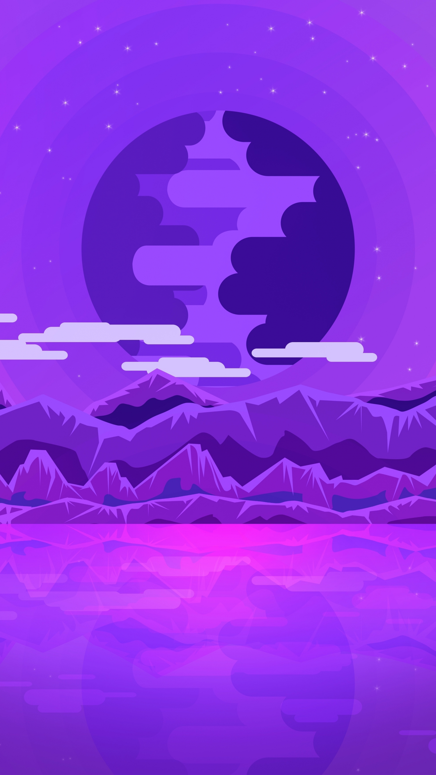 Download wallpaper 1440x2560 purple ocean, mountains, minimal, art, qhd samsung galaxy s s edge, note, lg g 1440x2560 HD background, 19346