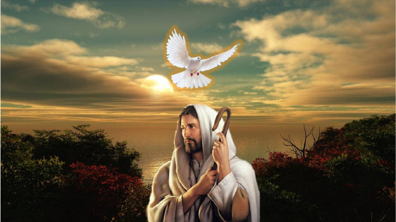 Download Good Shepherd Jesus And The Holy Spirit Wallpaper