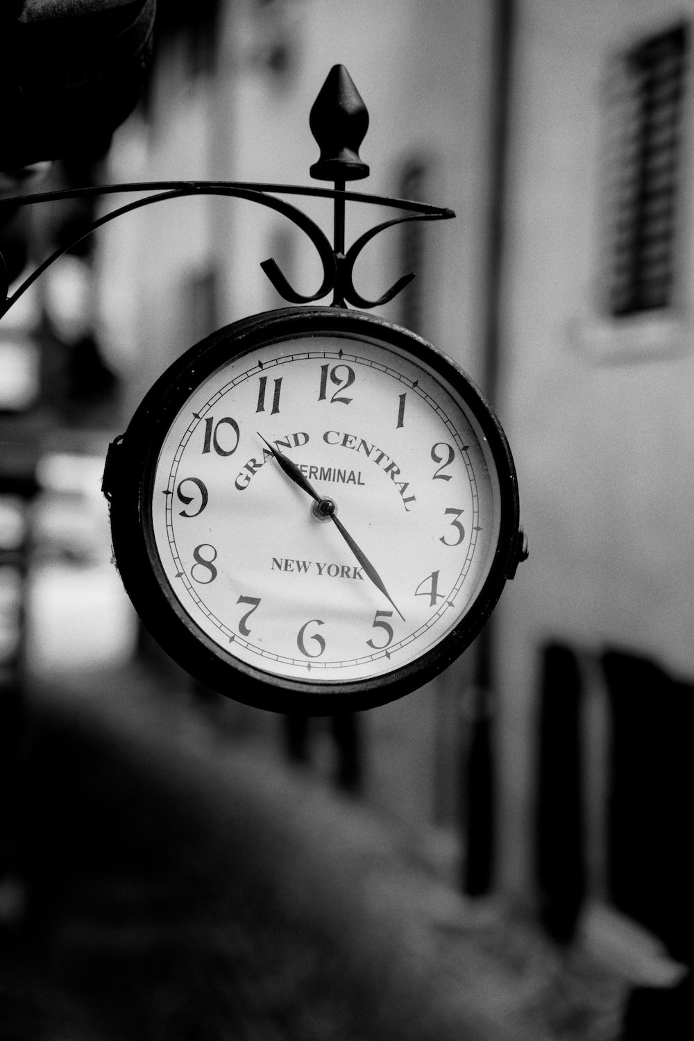 grayscale photography of Grand Central clock photo