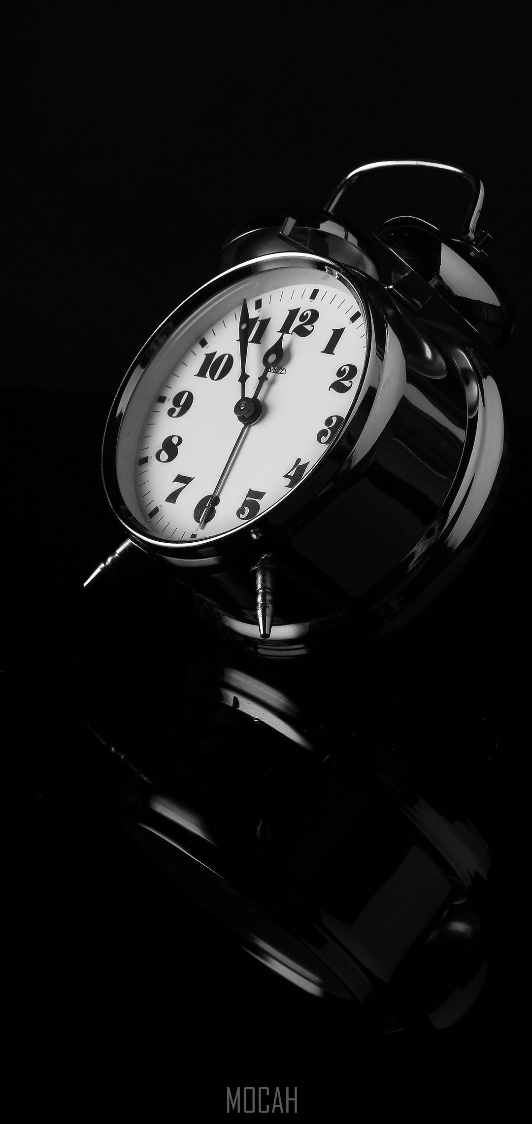 alarm clock black and white reflection clock dial, Oppo R15 wallpaper 1080p, 1080x2280 Gallery HD Wallpaper