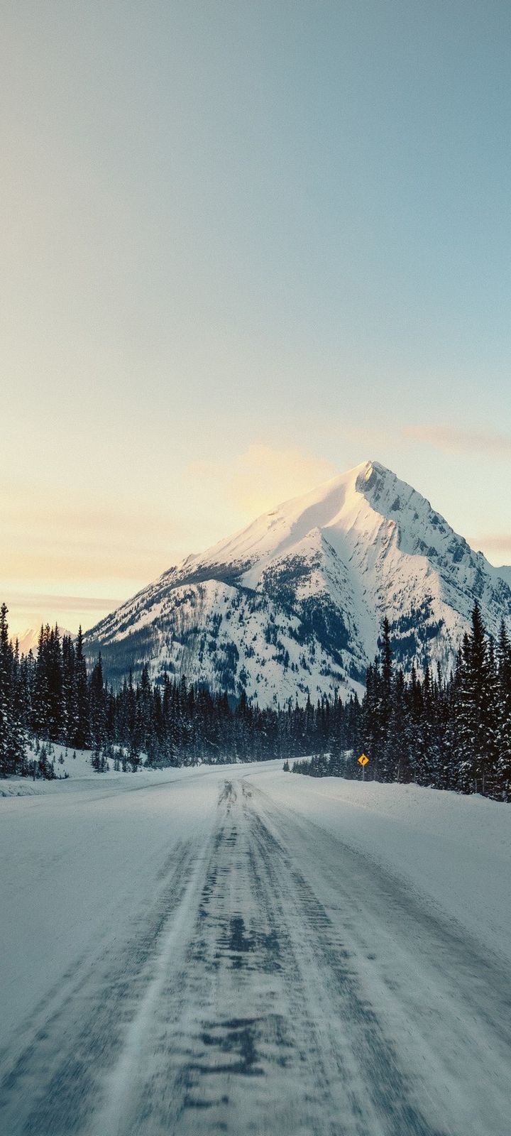 Mountain Road Snow Nature Wallpaper - [720x1600]