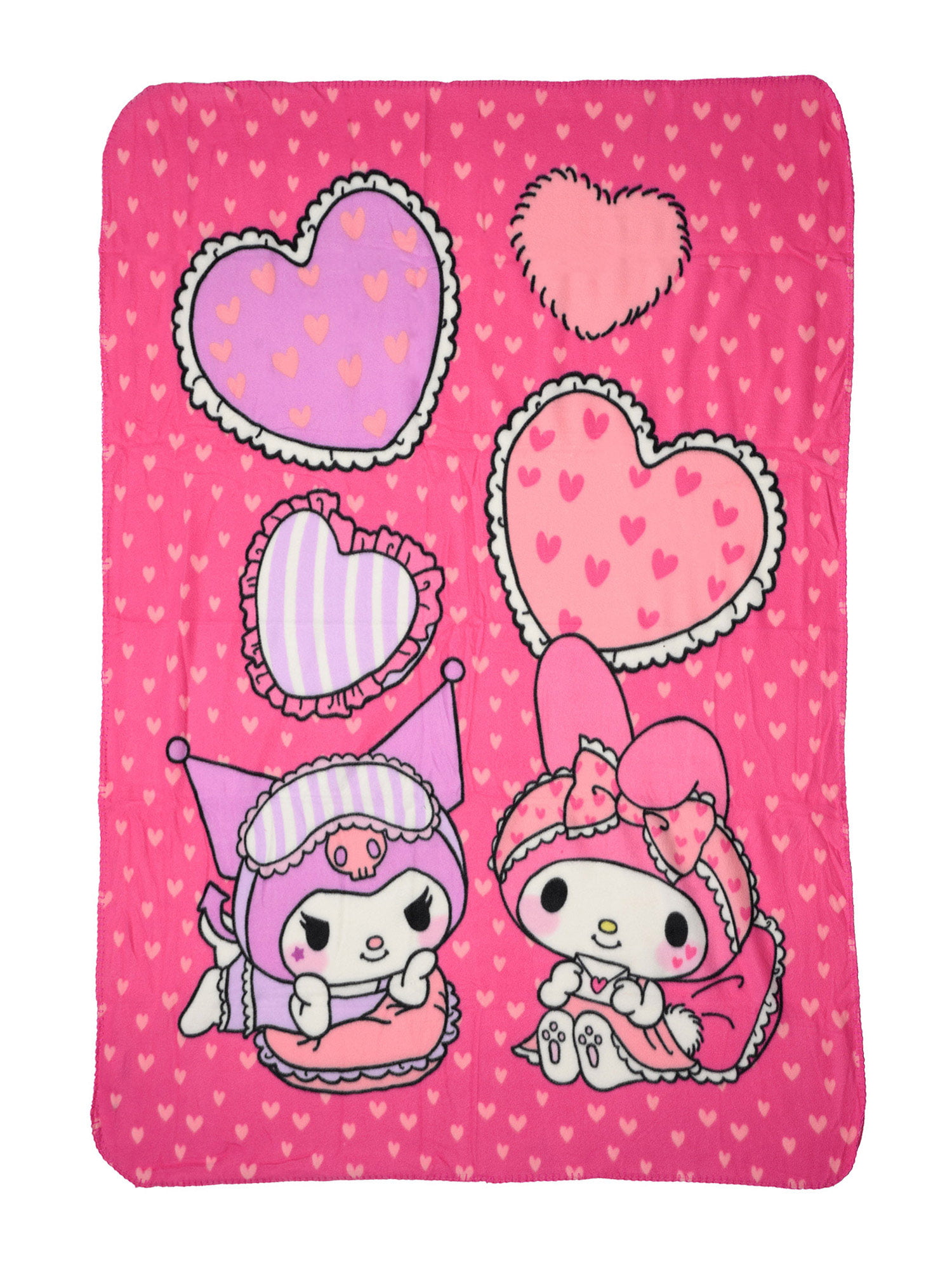 Sanrio Kuromi & My Melody Throw Blanket 45 x 60 Pink Hearts Girls