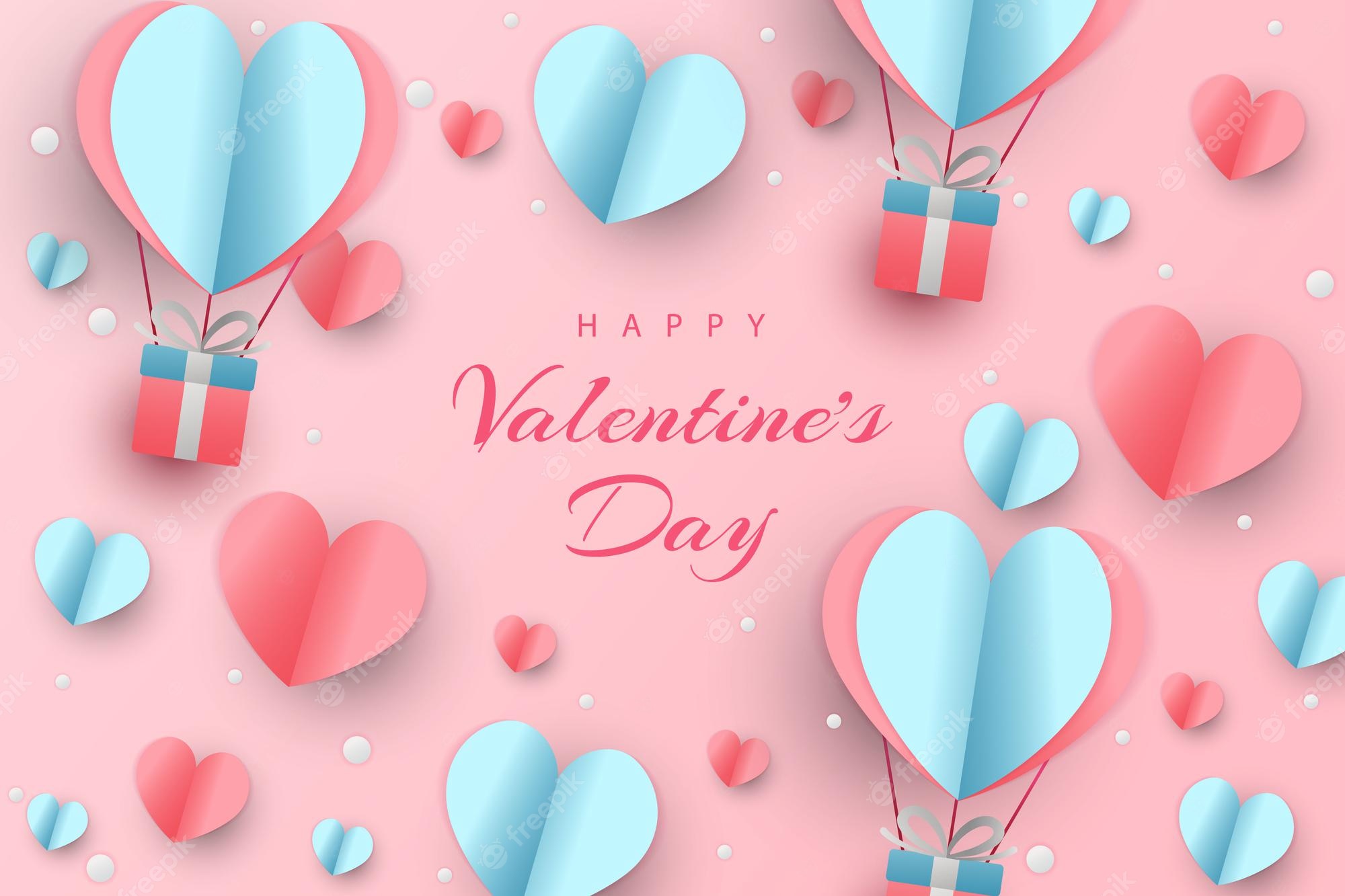 Premium Vector. Happy valentine's day background with paper cut style