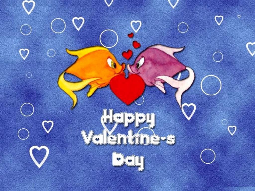 Happy Valentine's Day, Kissing Fish Graphic Picture, Photo, and Image for Facebook, Tumblr, , and Twitter