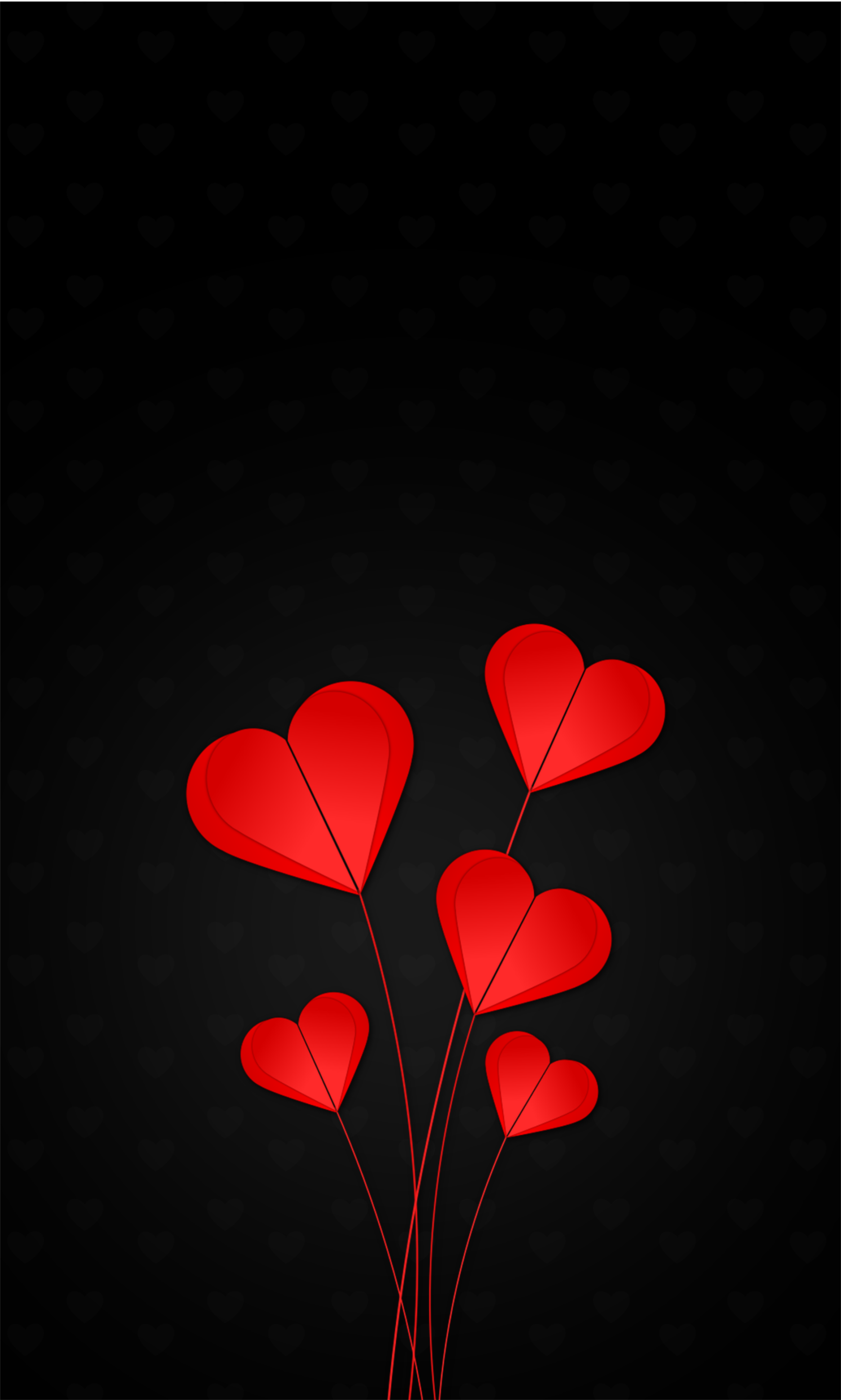 Five red hearts at black background, valentine's day, greeting free image download