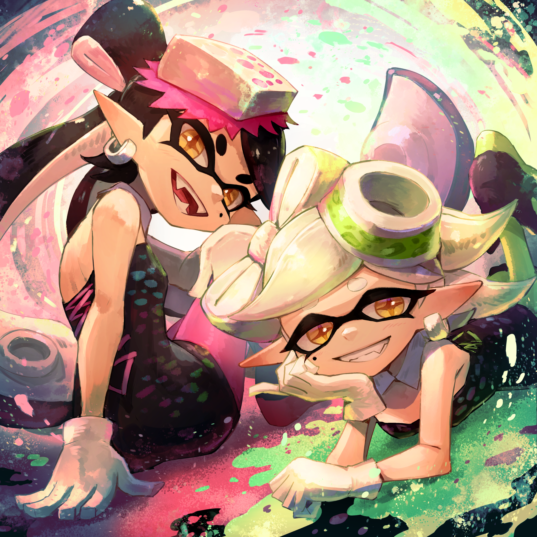 callie and marie (splatoon and 1 more) drawn