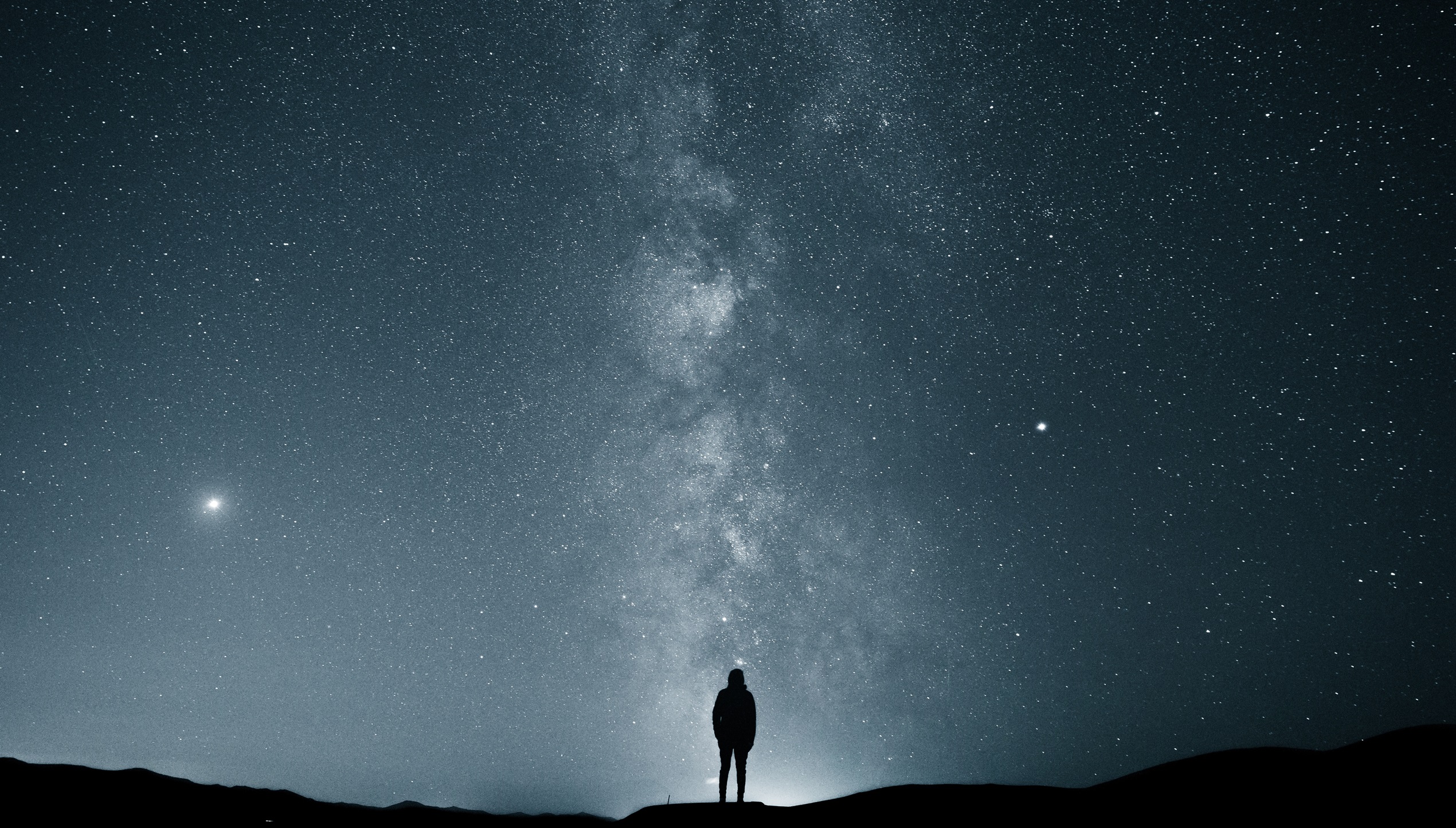 Wallpaper, stars, Milky Way, alone, landscape, night sky, space 2540x1444