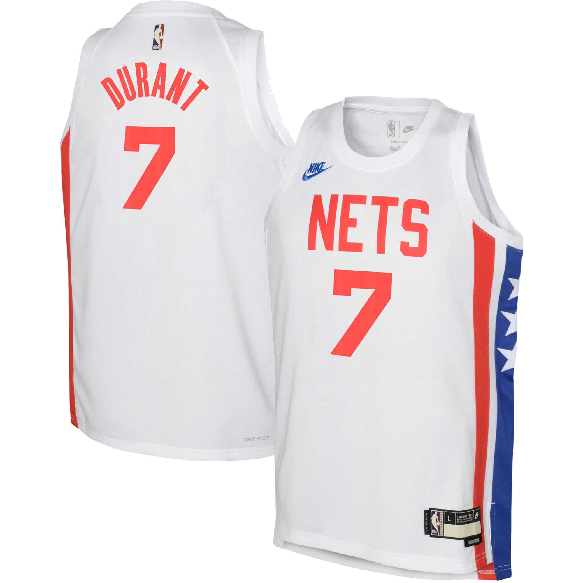 Youth Brooklyn Nets Kevin Durant Nike White 2022 23 Swingman Jersey