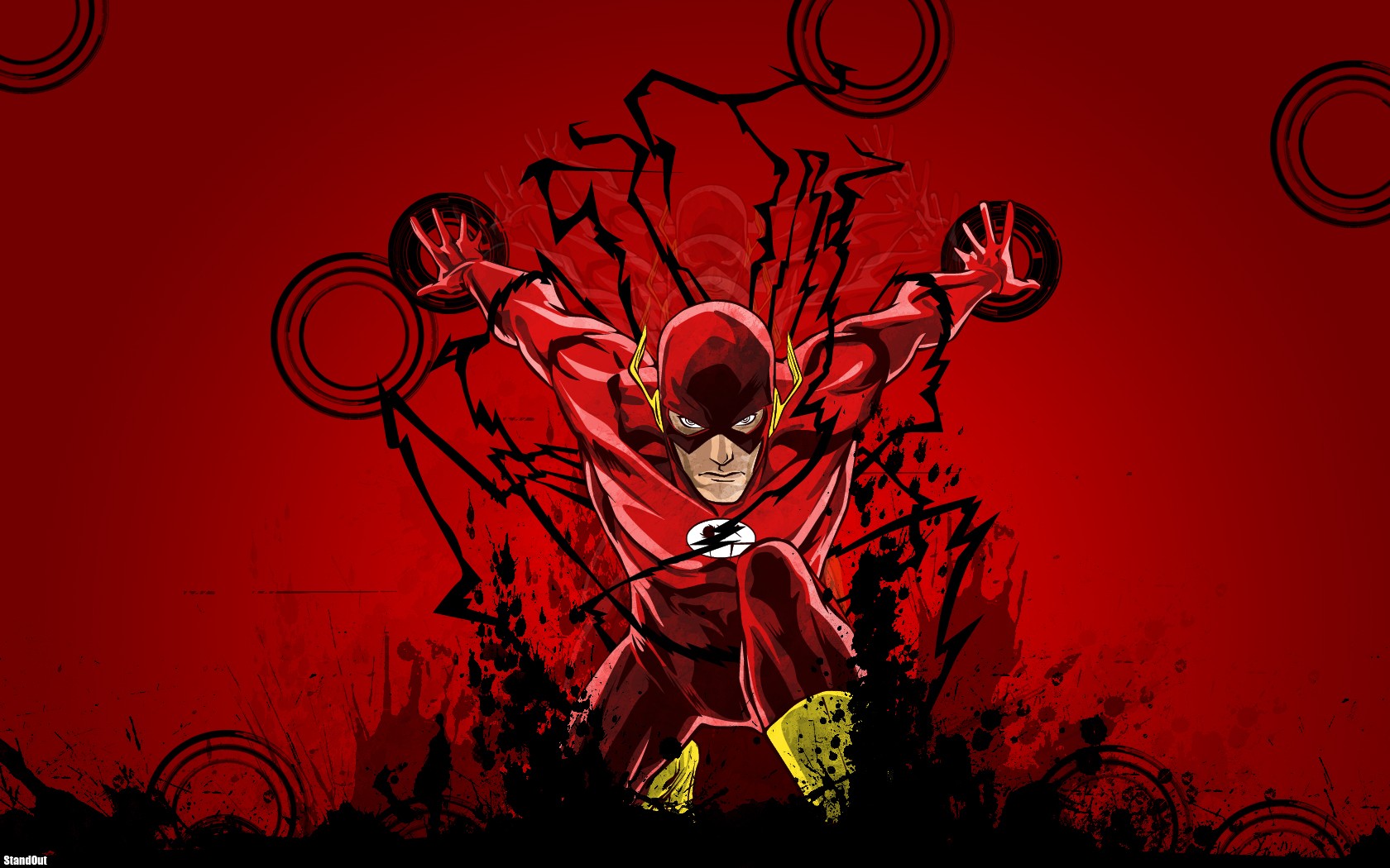 Wallpaper, illustration, red, DC Comics, The Flash, poster, Justice League, darkness, computer wallpaper, album cover 1680x1050