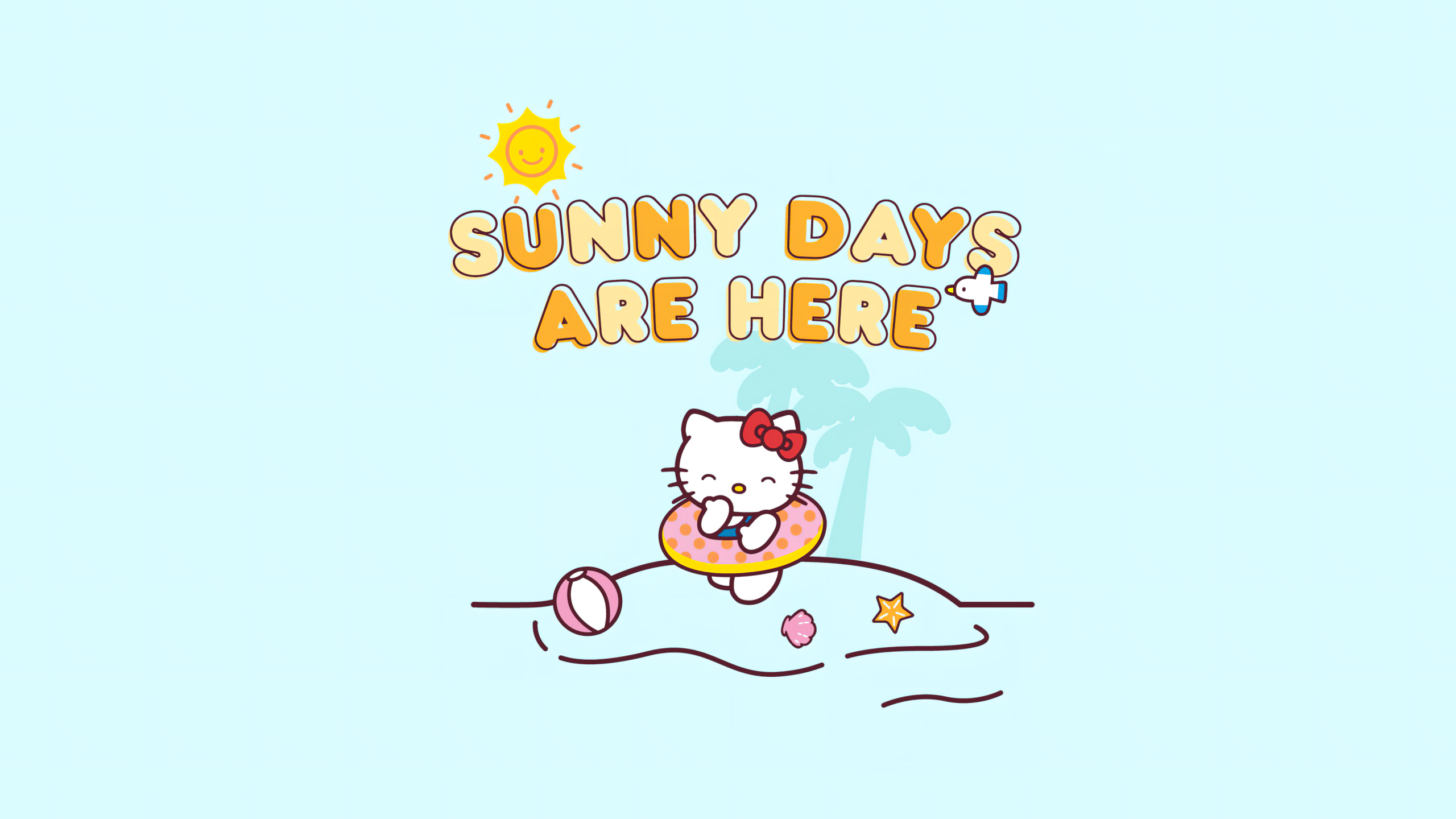 Sunny days are here Wallpaper 4K, Hello Kitty background
