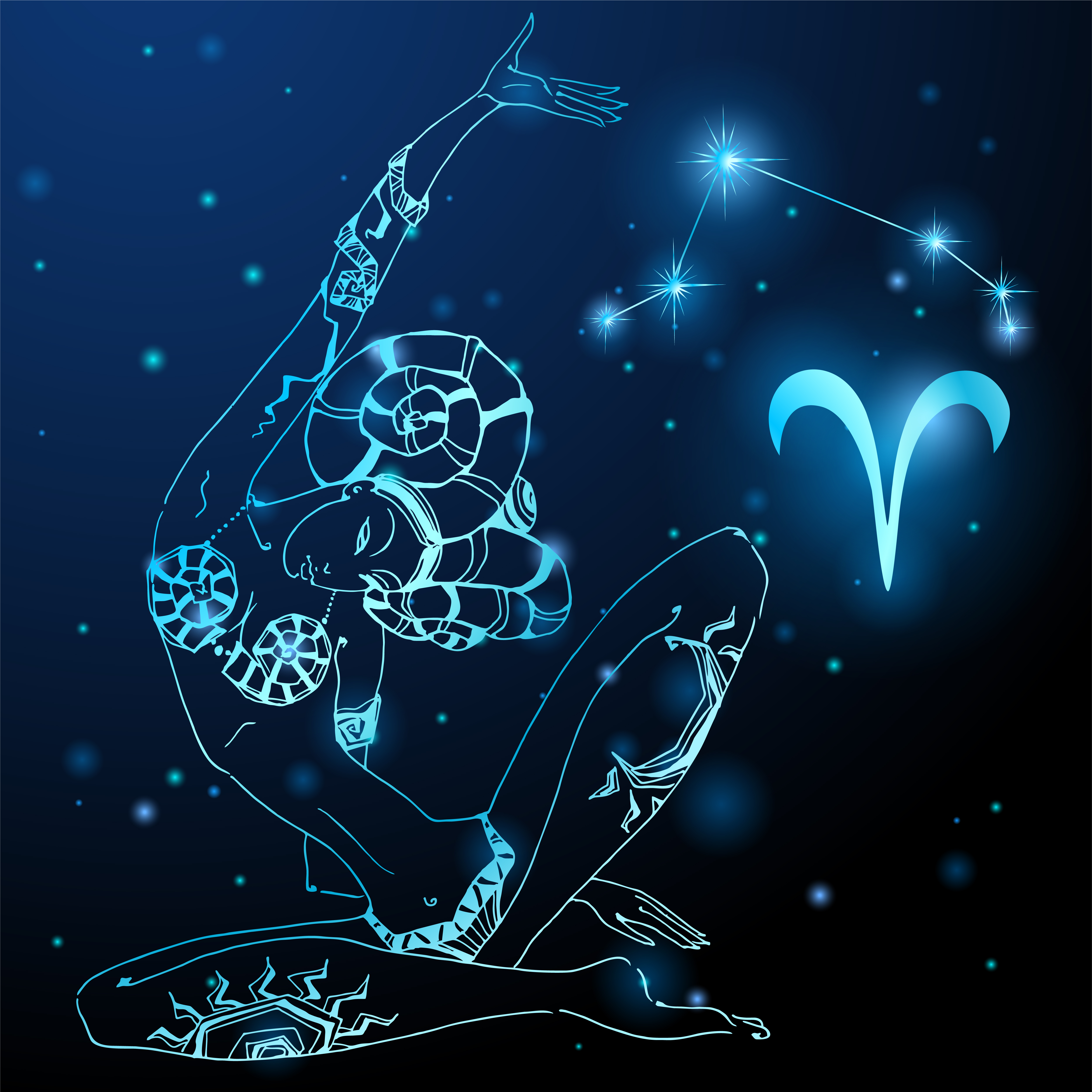 Zodiac sign Aries in the image of a beautiful mystical girl