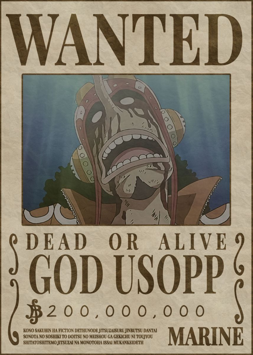 Usopp Wanted Poster' Poster by Melvina Poole. Displate. One piece bounties, One piece comic, Manga anime one piece