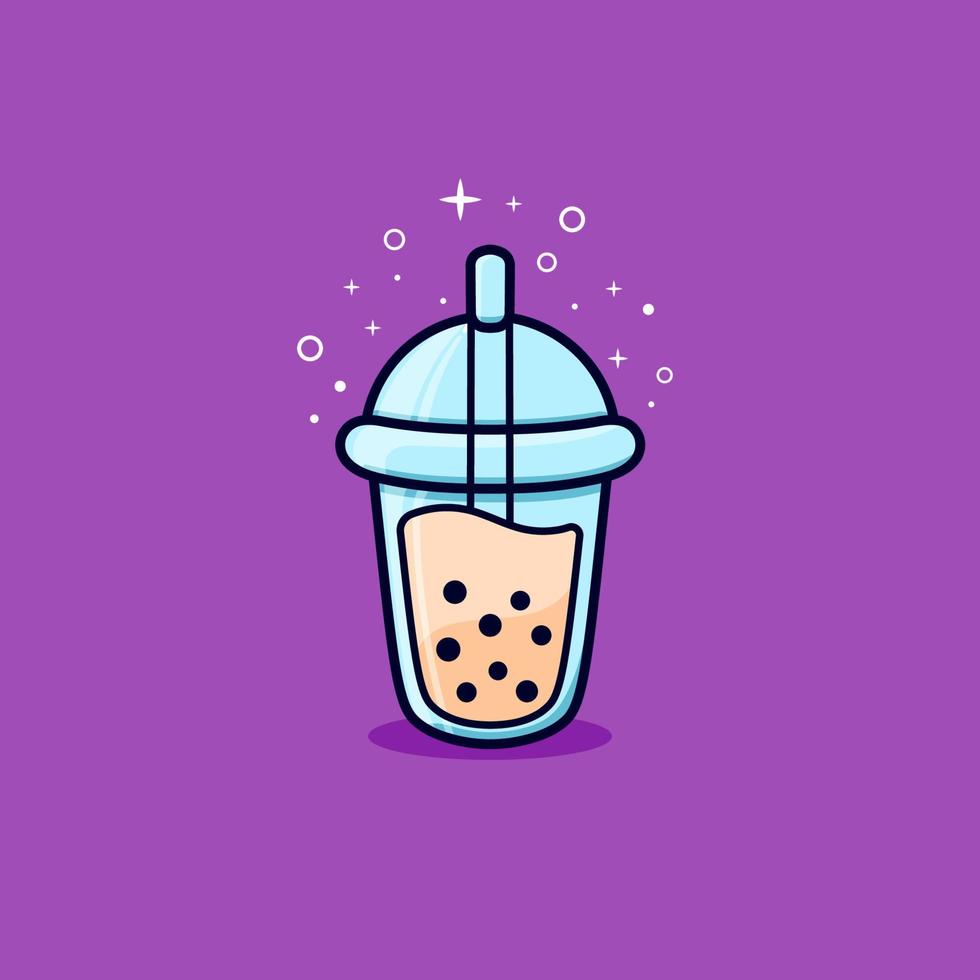 bubble tea with springkle logo cartoon
