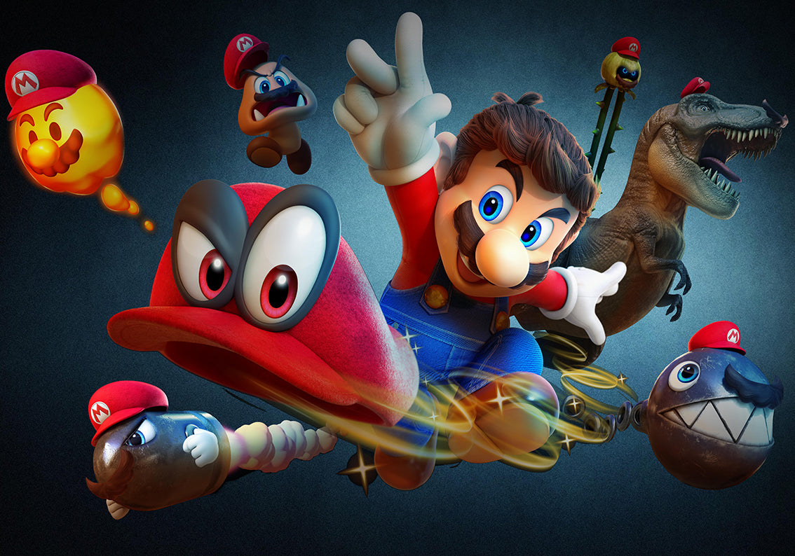 SUPER MARIO BROS ODYSSEY Woven Self Adhesive Removable Wallpaper Moder