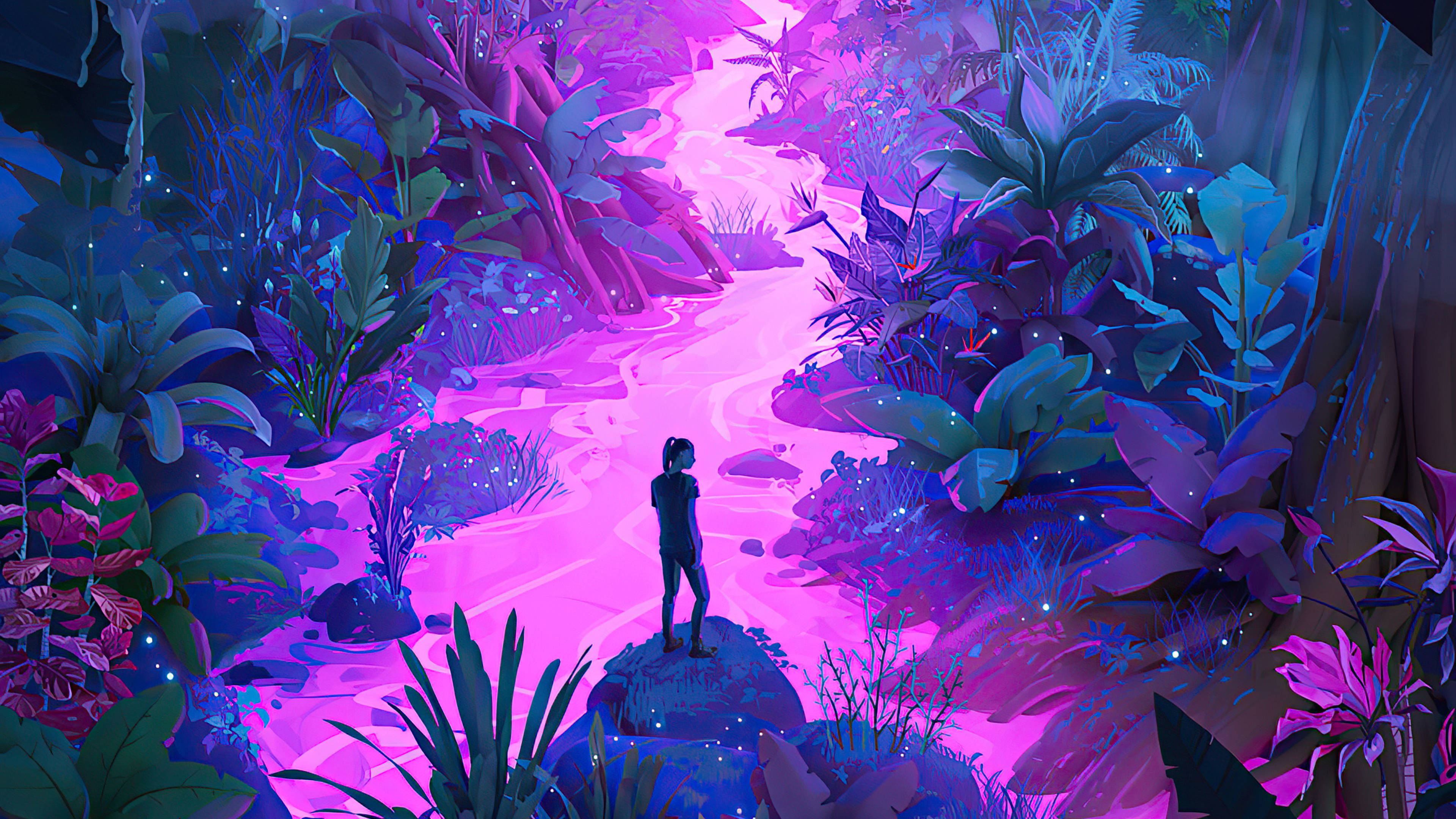 Download Neon Purple River Wallpaper