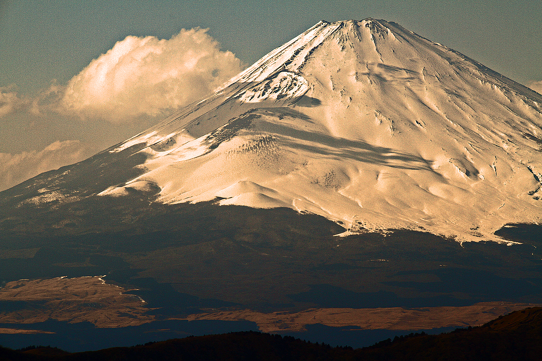 Wallpaper, winter, mountain, lake, snow, ice, Hakone, mtfuji 1843x1228