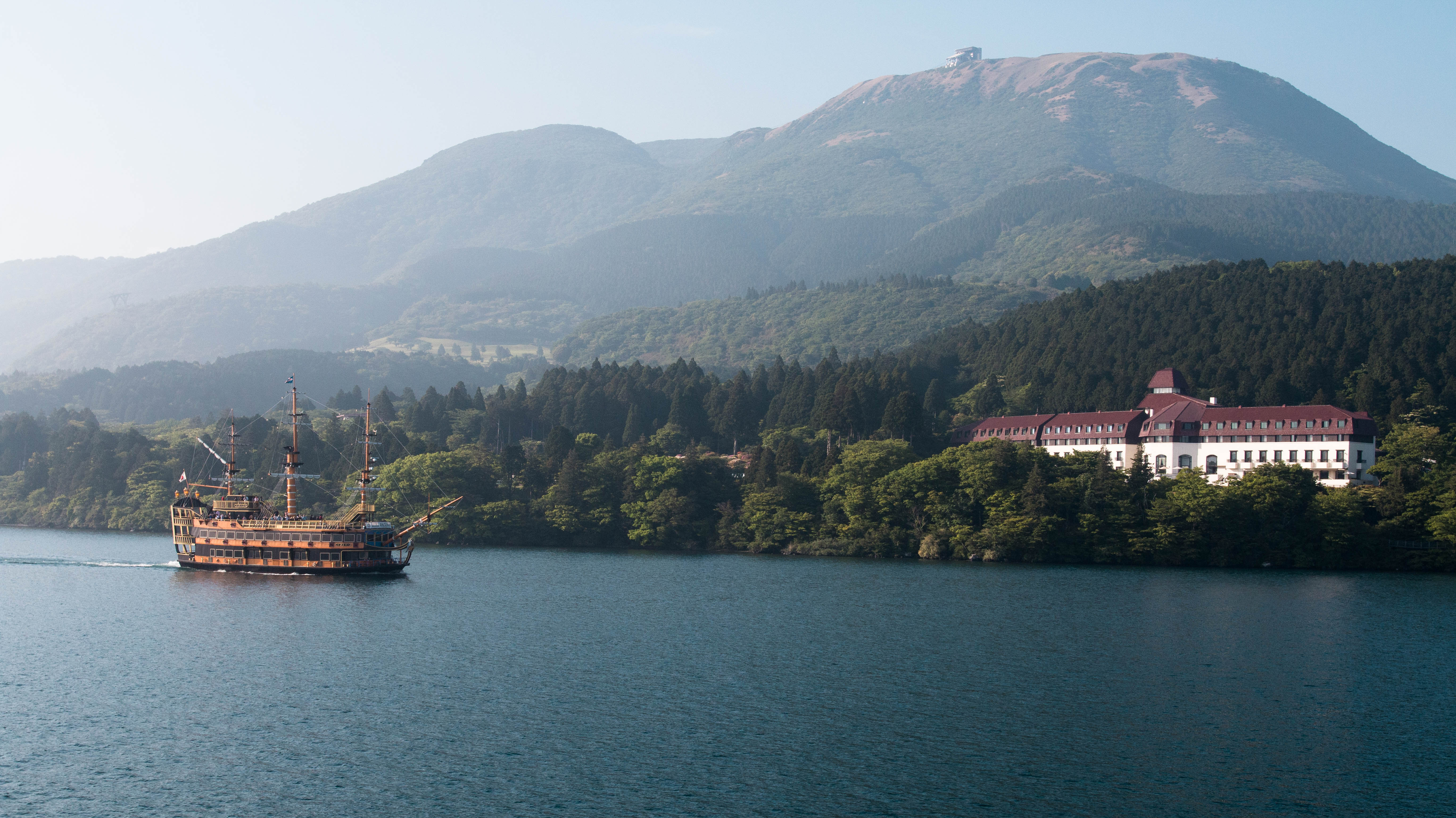 Wallpaper, lake, boat, pirates, Hakone, ashinoko, 2014 5472x3076