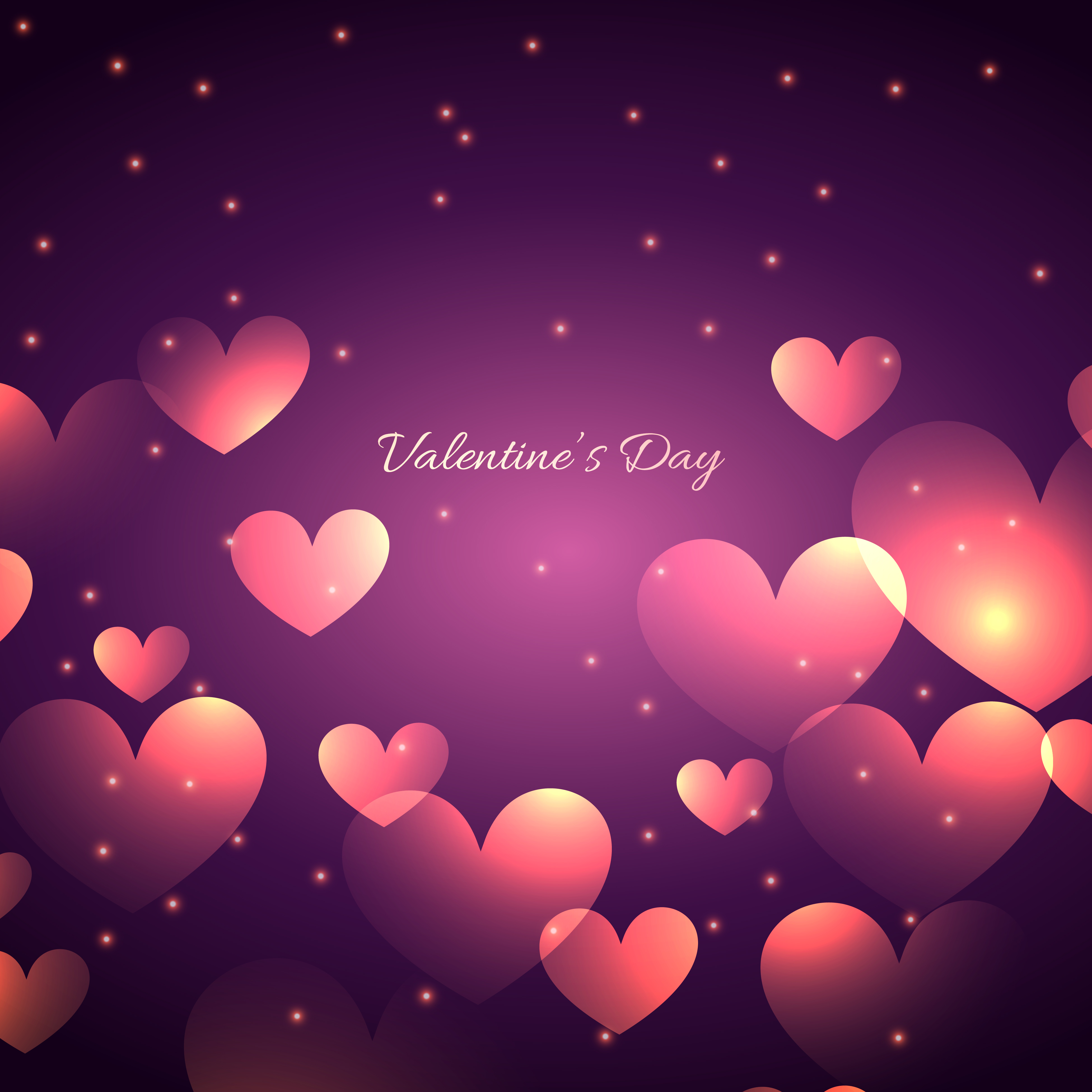 valentine day beautiful hearts in purple background