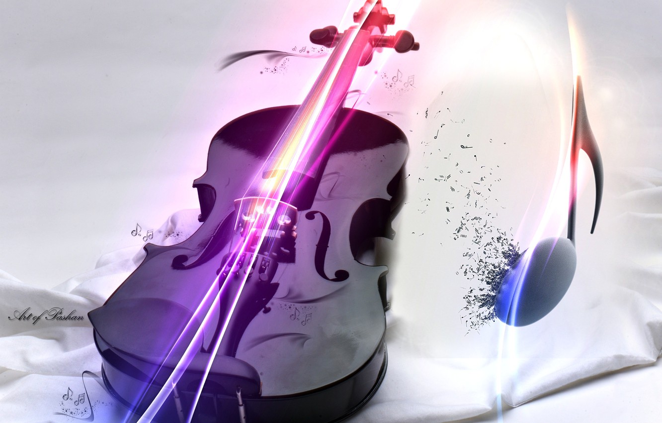 Wallpaper Violin, black, note, inspiration, on white, Violin image for desktop, section музыка