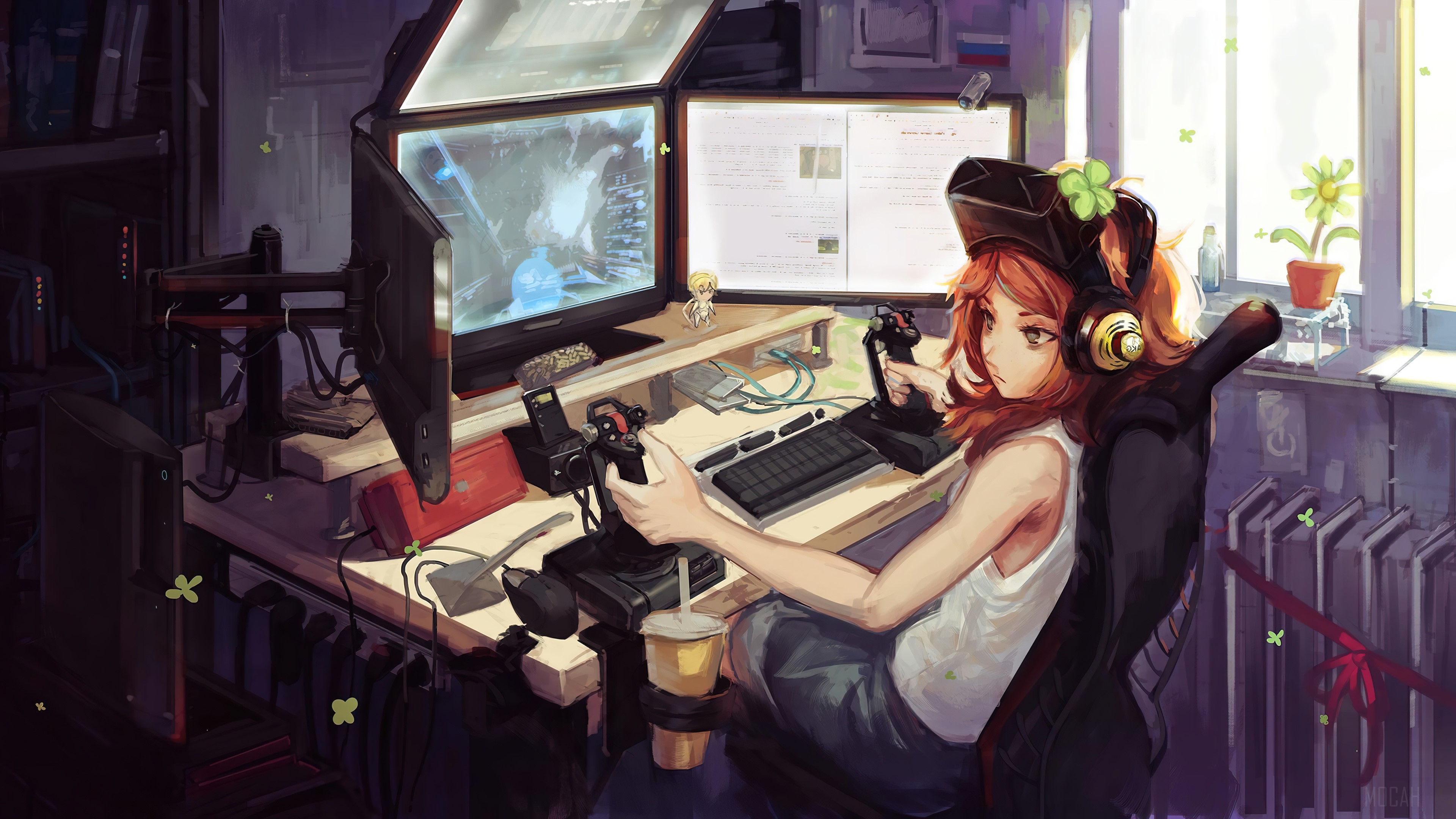 Gamer, Girls, Anime, Gaming, Desktop, Computer, Setup 4k Gallery HD Wallpaper