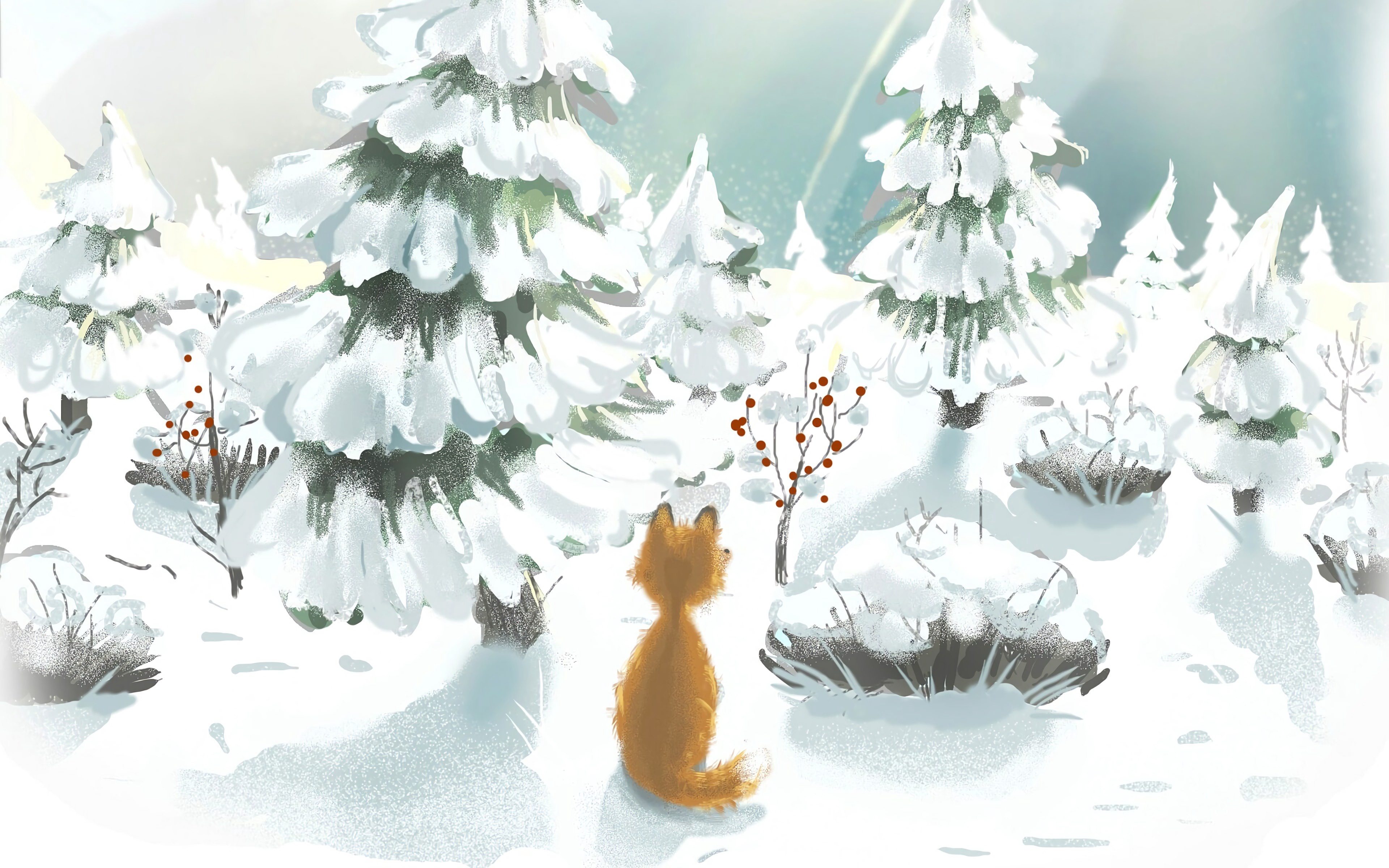 Cute fox in a winter scene