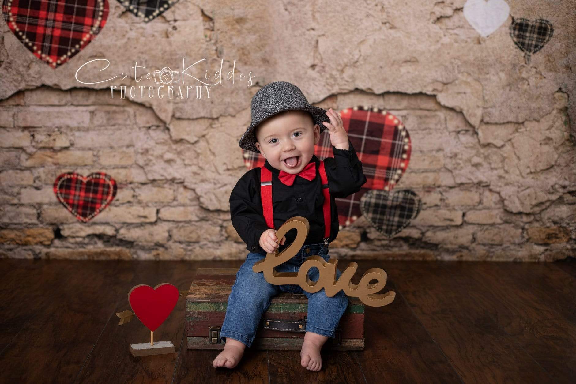 Kate Valentine's Day Love Heart Damaged Wall Backdrop Designed