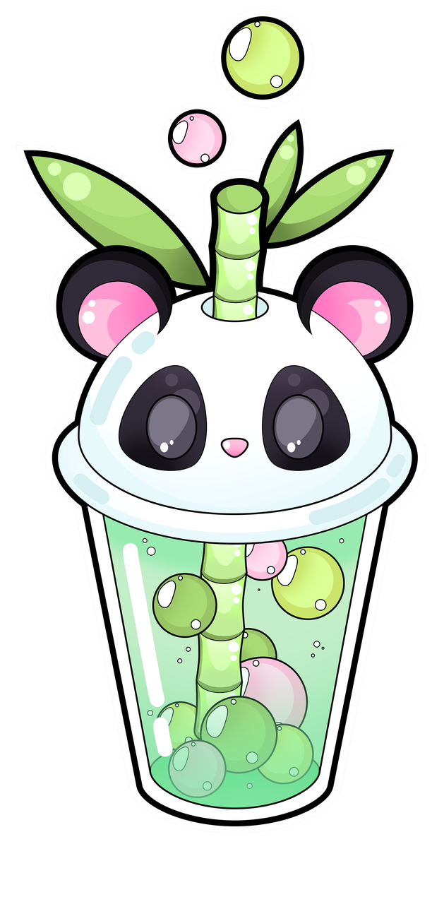 Panda bubble tea by Meloxi. Чай с шариками, Чайное искусство, Рисунок панды