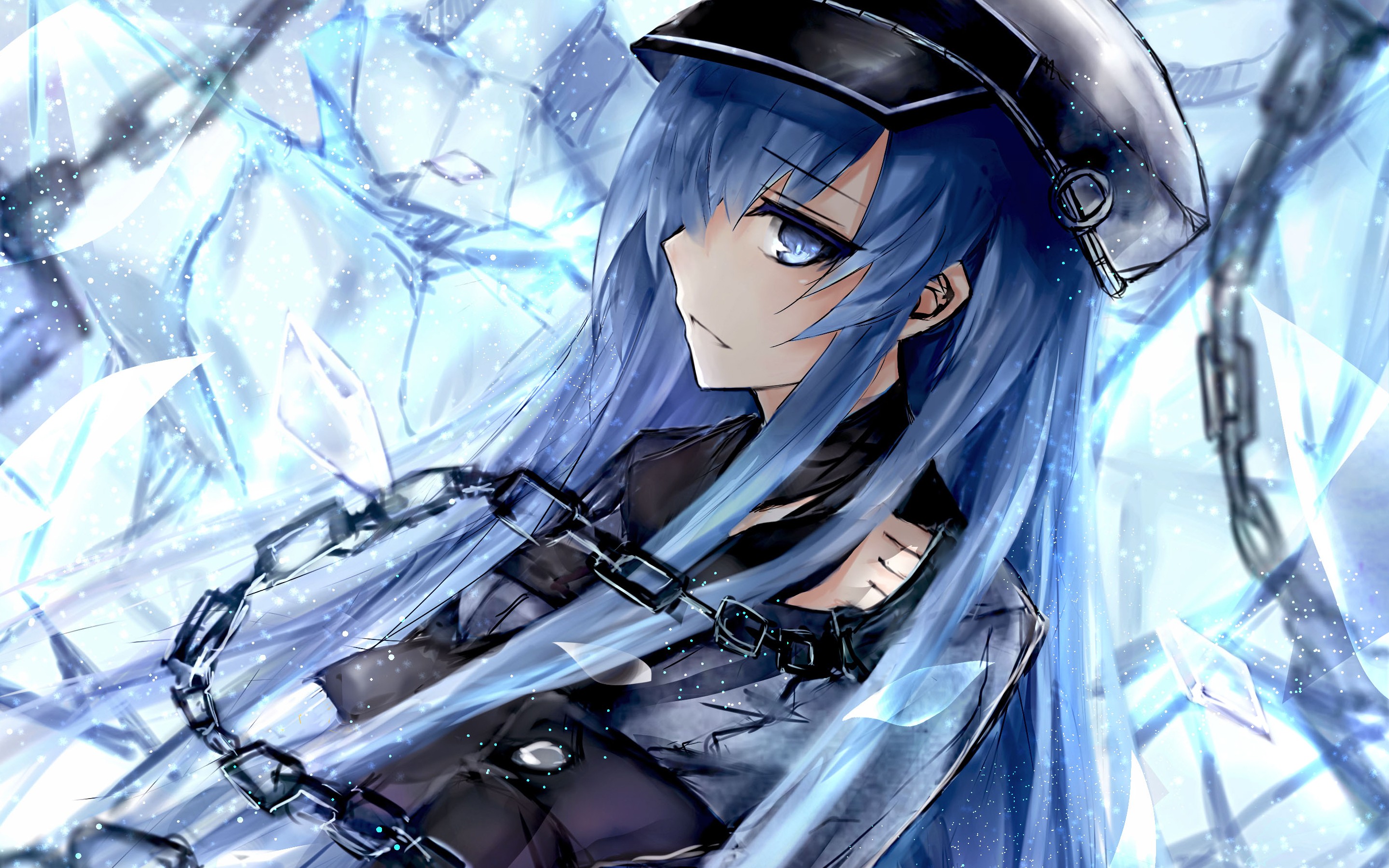 anime girl with dark blue hair